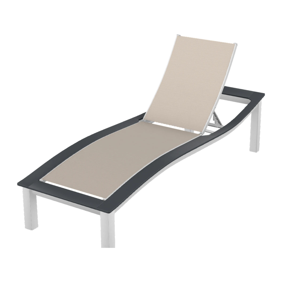 Bazza Sling Armless Chaise — White Txt PC / Graphite Accents