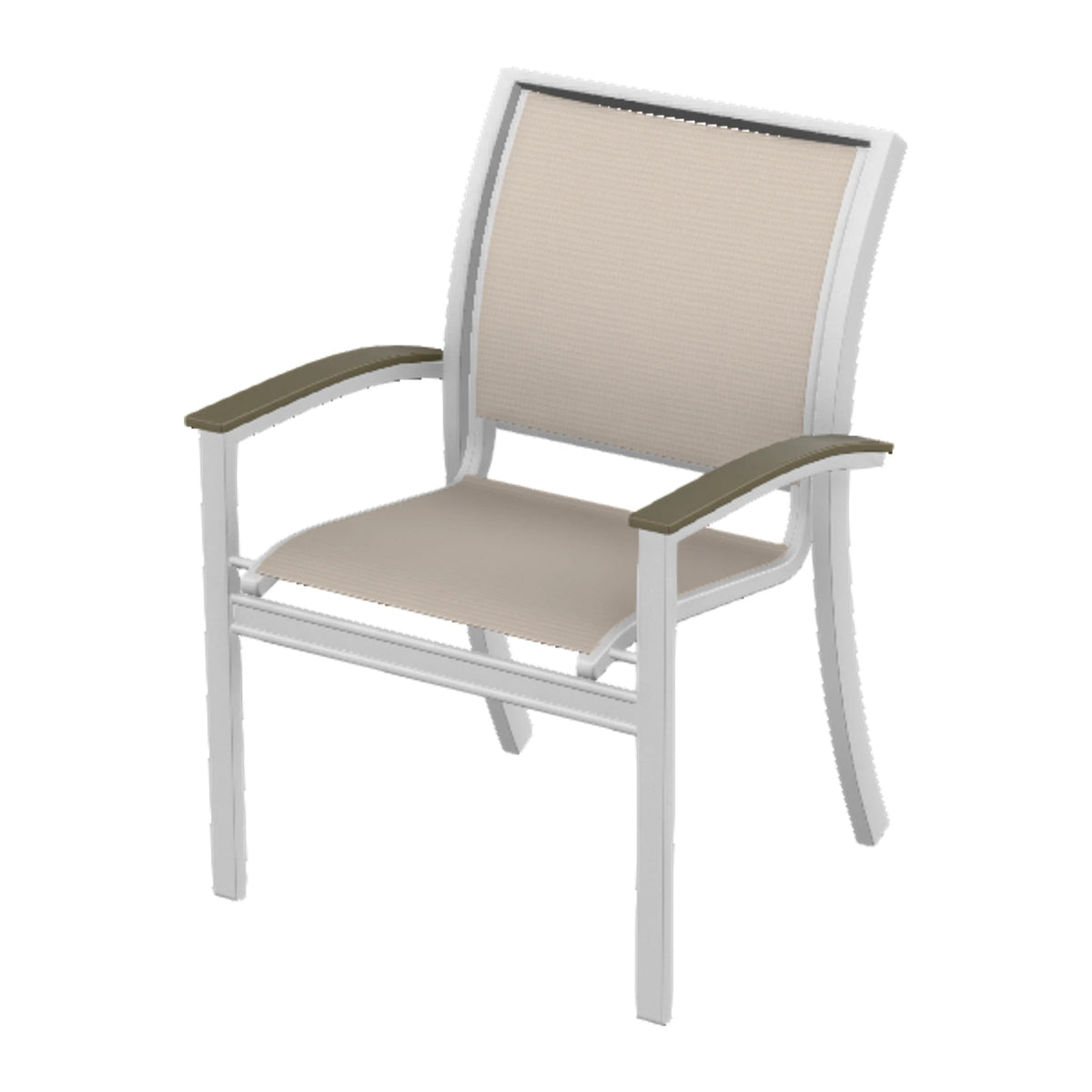 Bazza Sling Stacking Dining Chair — White Txt PC / Beachwood Accents