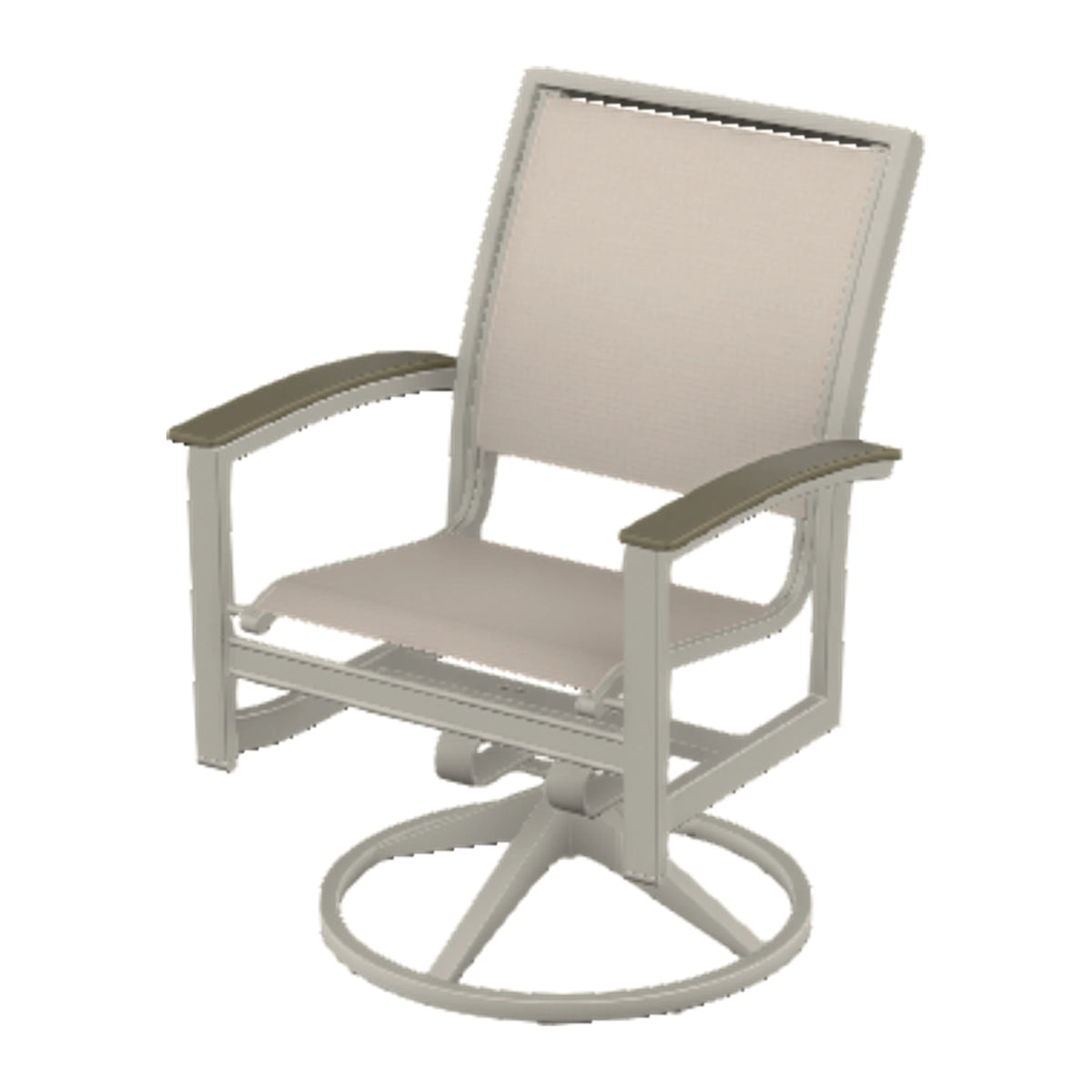 Bazza Sling Swivel Rocker Dining Chair — Warm Grey PC / Beachwood Accents
