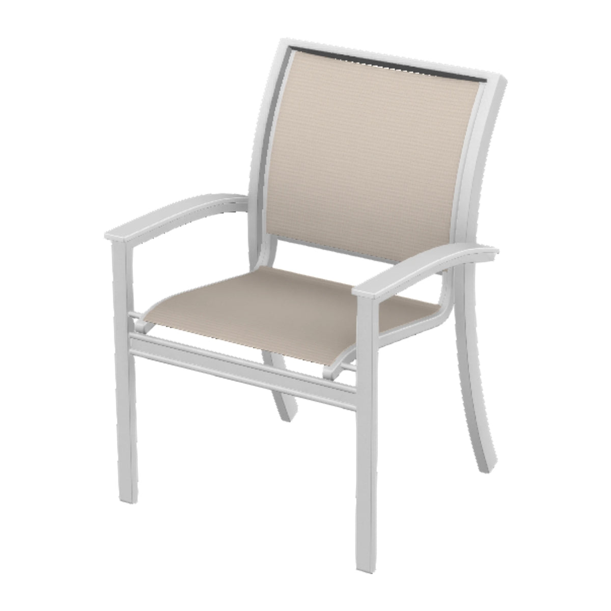 Bazza Sling Stacking Dining Chair — White Txt PC / Snow Accents