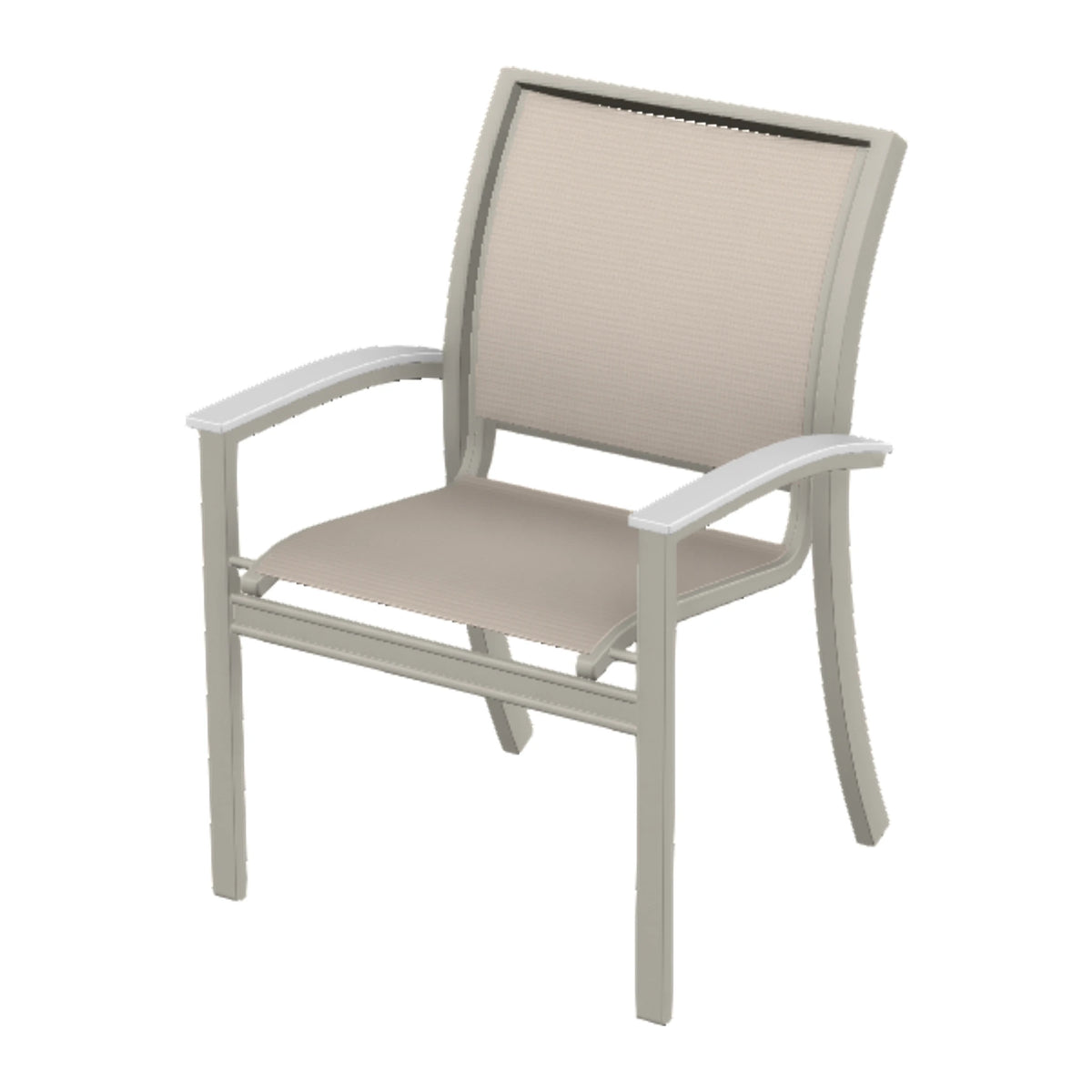 Bazza Sling Stacking Dining Chair — Warm Grey PC / Snow Accents