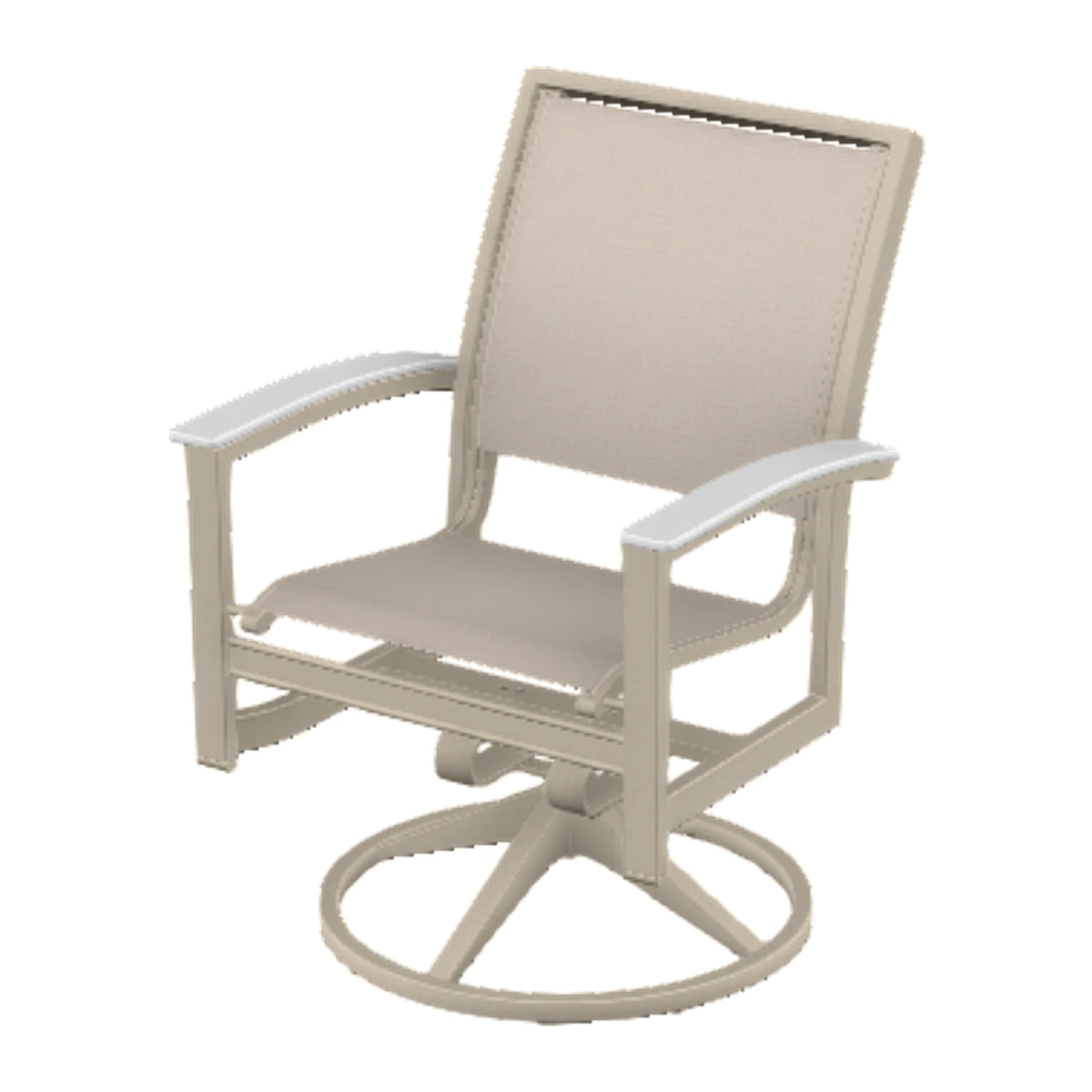 Bazza Sling Swivel Rocker Dining Chair — Desert Sand PC / Snow Accents