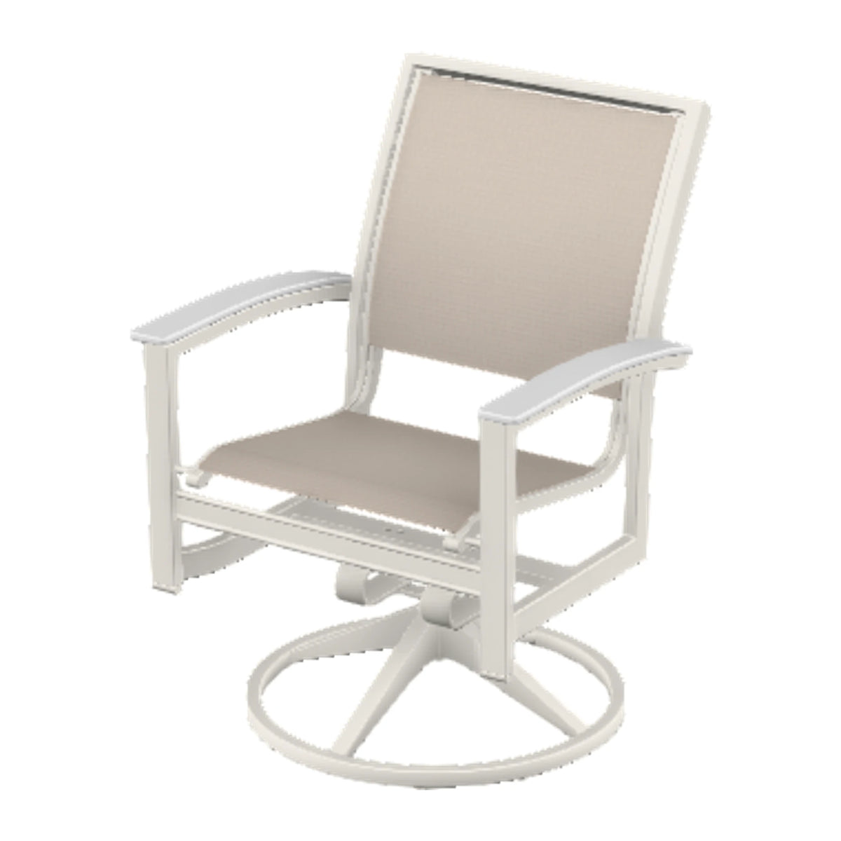 Bazza Sling Swivel Rocker Dining Chair — Snow PC / Snow Accents