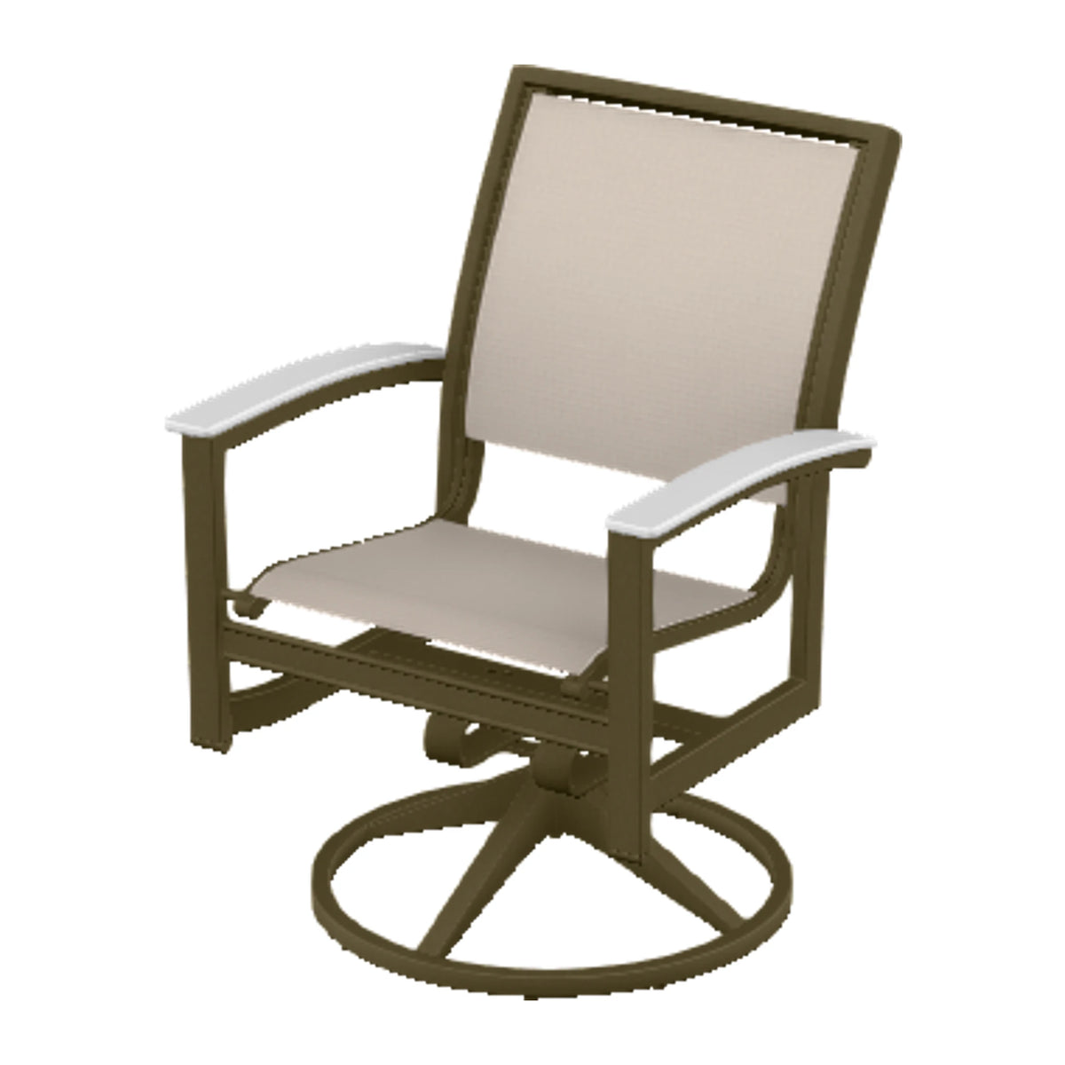 Bazza Sling Swivel Rocker Dining Chair — Beachwood PC / Snow Accents