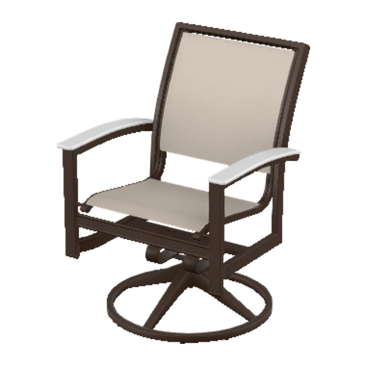 Bazza Sling Swivel Rocker Dining Chair — Kona PC / Snow Accents