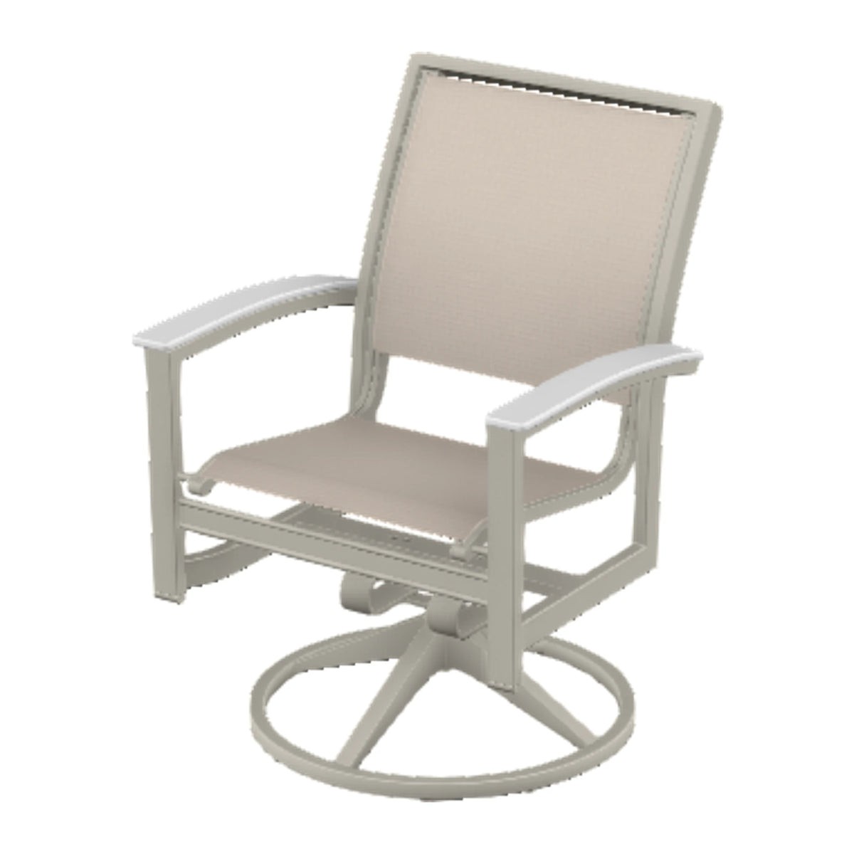 Bazza Sling Swivel Rocker Dining Chair — Warm Grey PC / Snow Accents