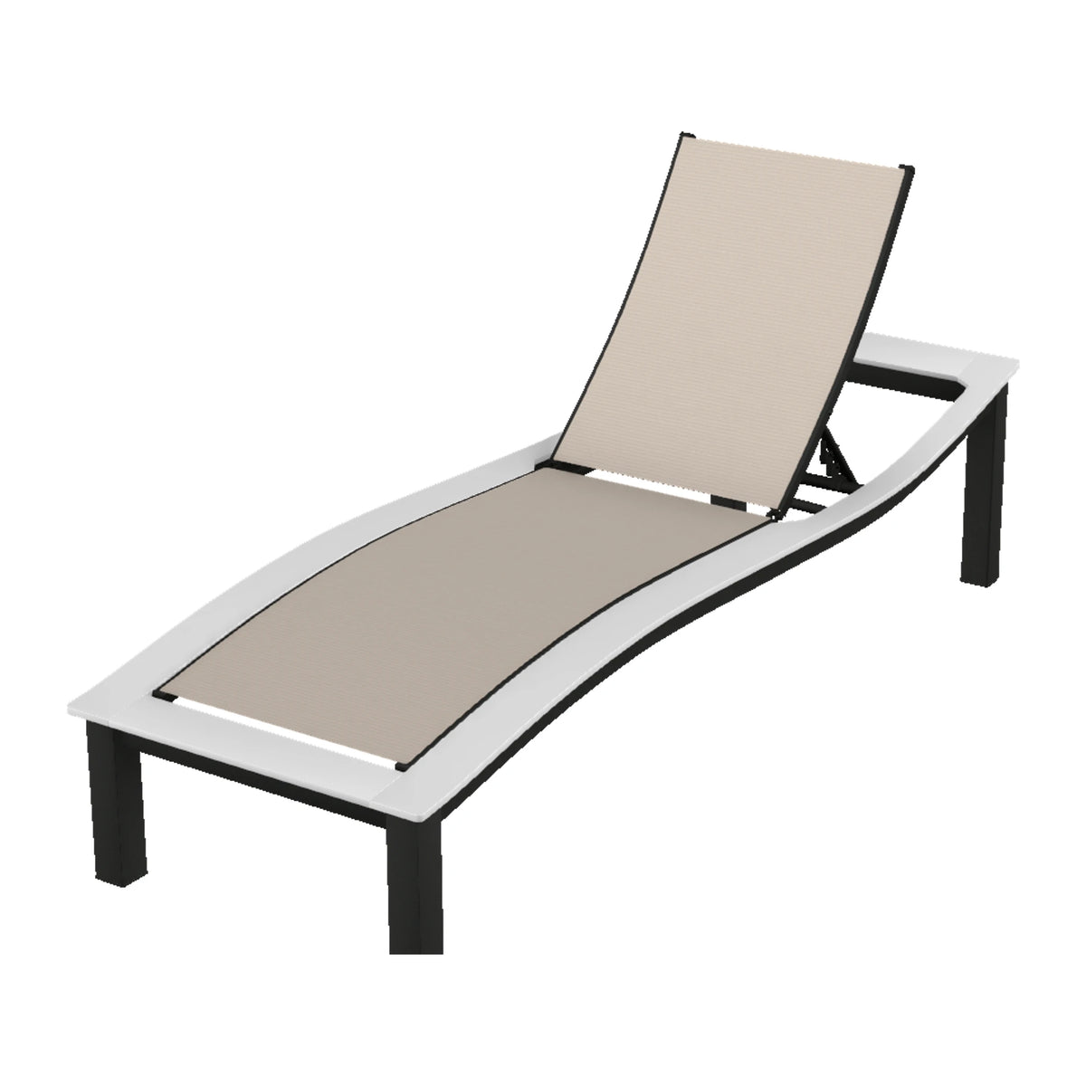 Bazza Sling Armless Chaise — Black PC / Snow Accents