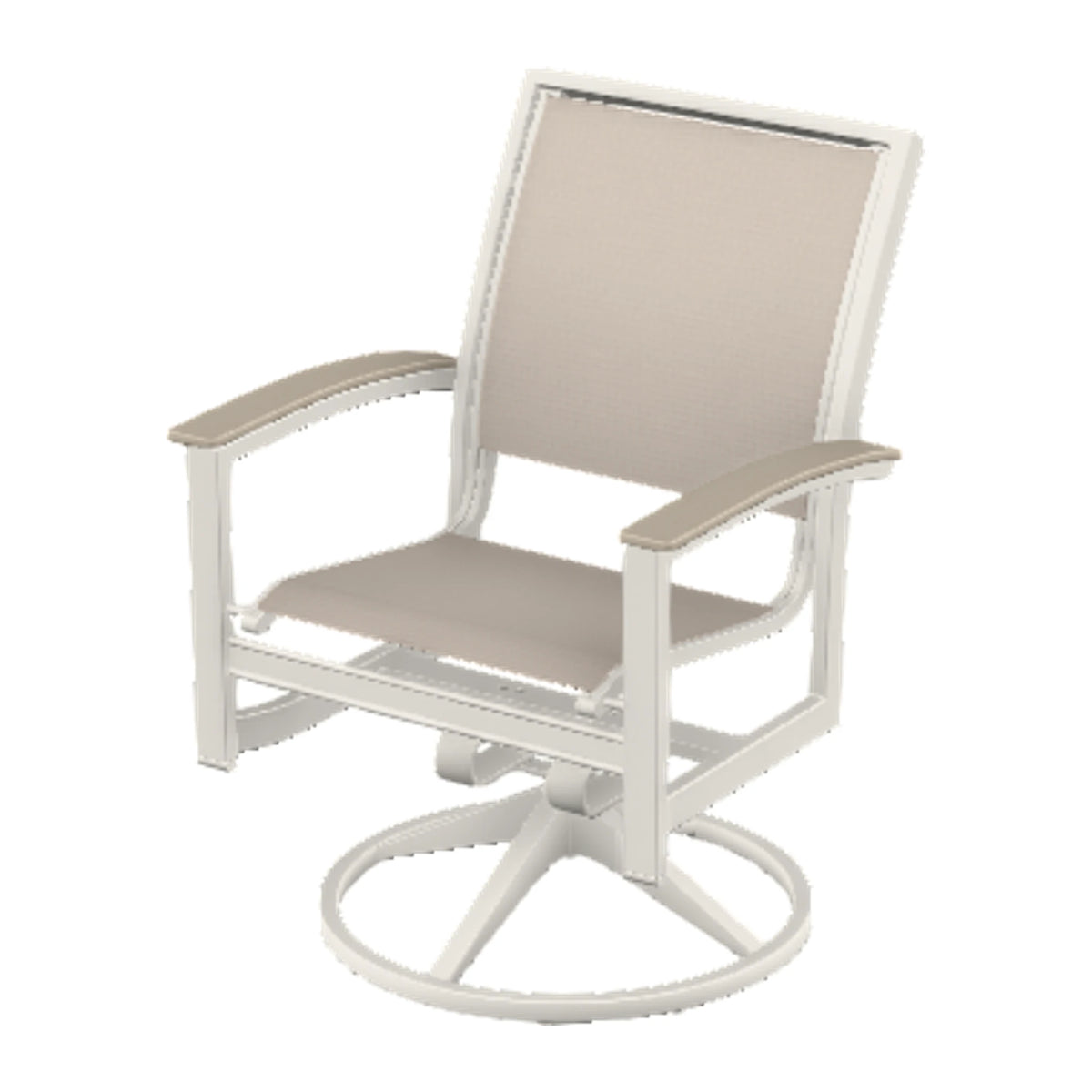 Bazza Sling Swivel Rocker Dining Chair — Snow PC / Desert Accents