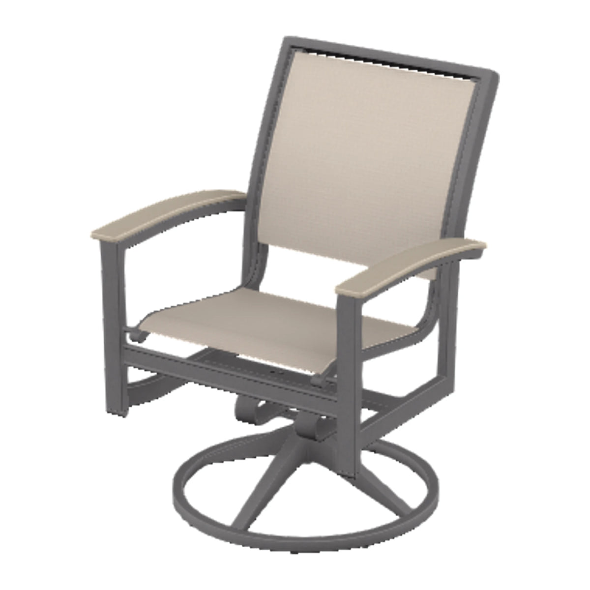 Bazza Sling Swivel Rocker Dining Chair — Graphite Txt PC / Desert Accents
