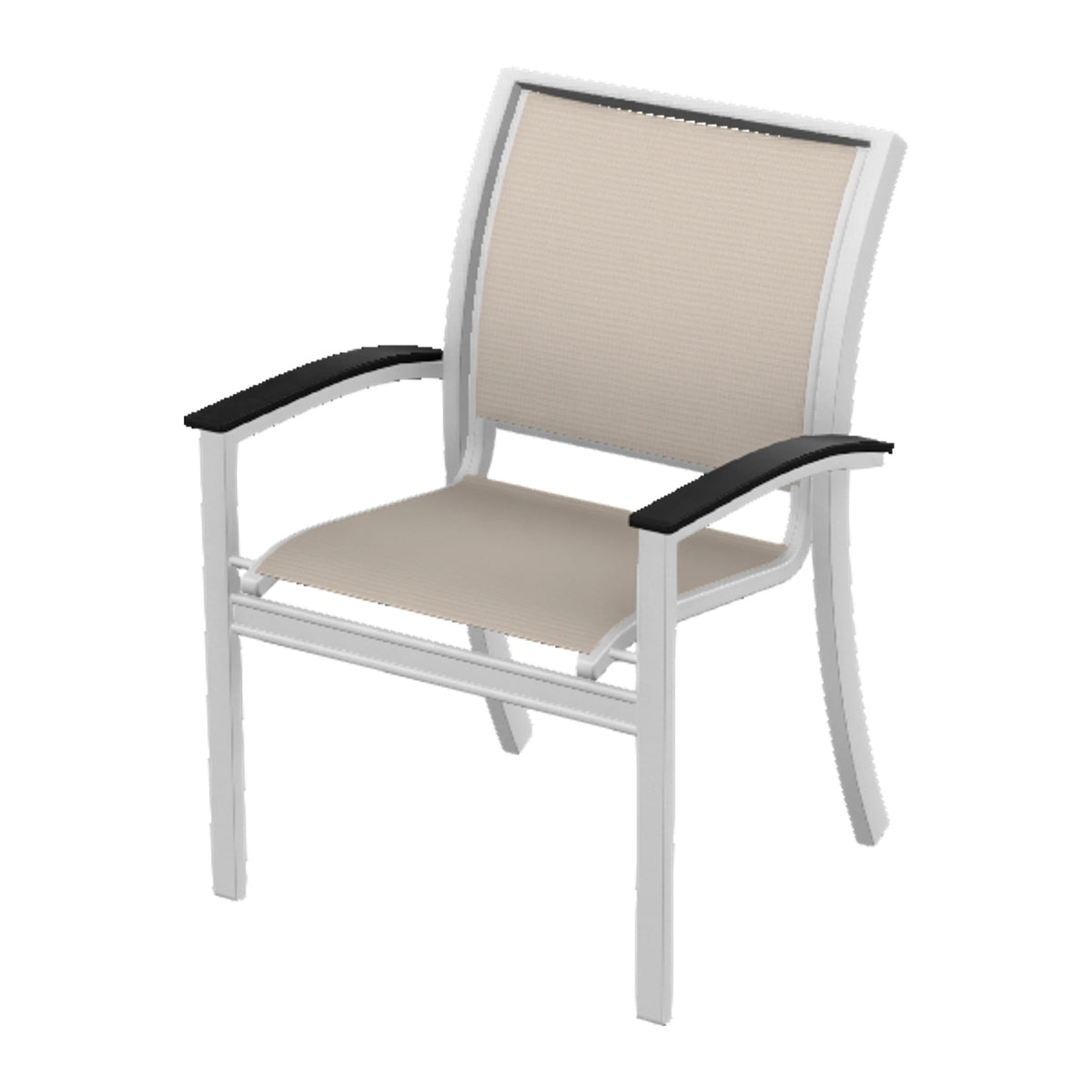 Bazza Sling Stacking Dining Chair — White Txt PC / Black Accents