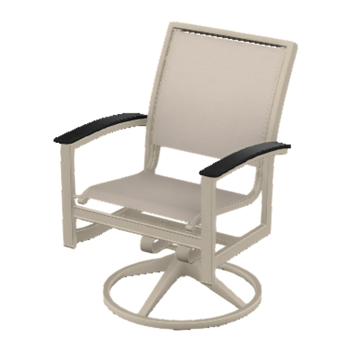 Bazza Sling Swivel Rocker Dining Chair — Desert Sand PC / Black Accents