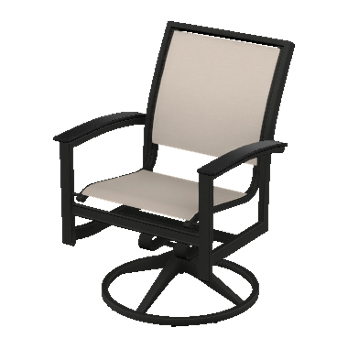 Bazza Sling Swivel Rocker Dining Chair — Black PC / Black Accents