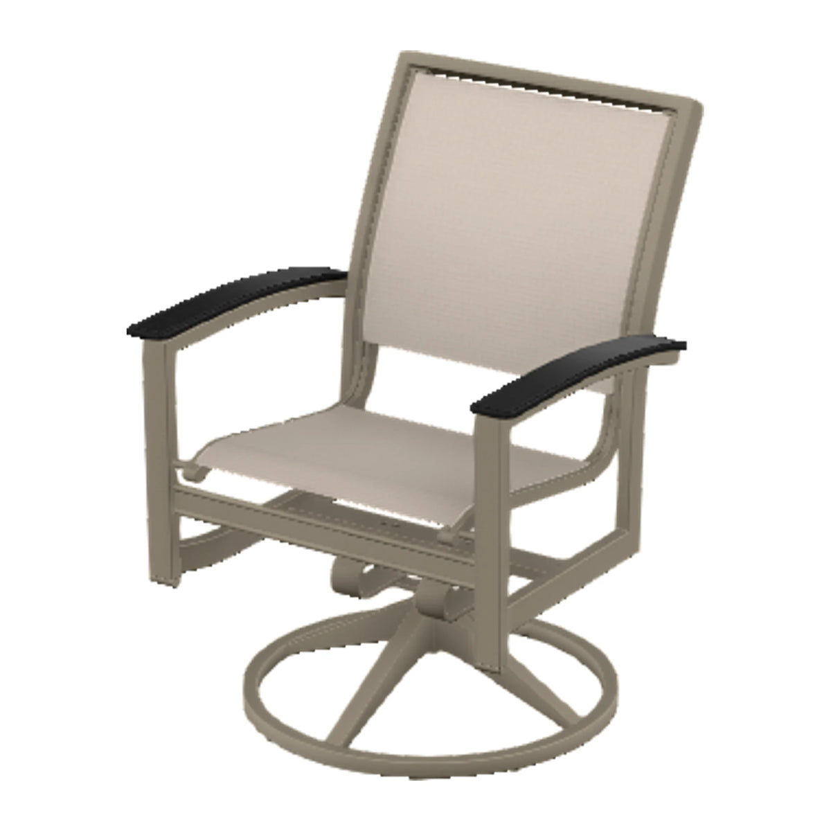 Bazza Sling Swivel Rocker Dining Chair — Storm PC / Black Accents
