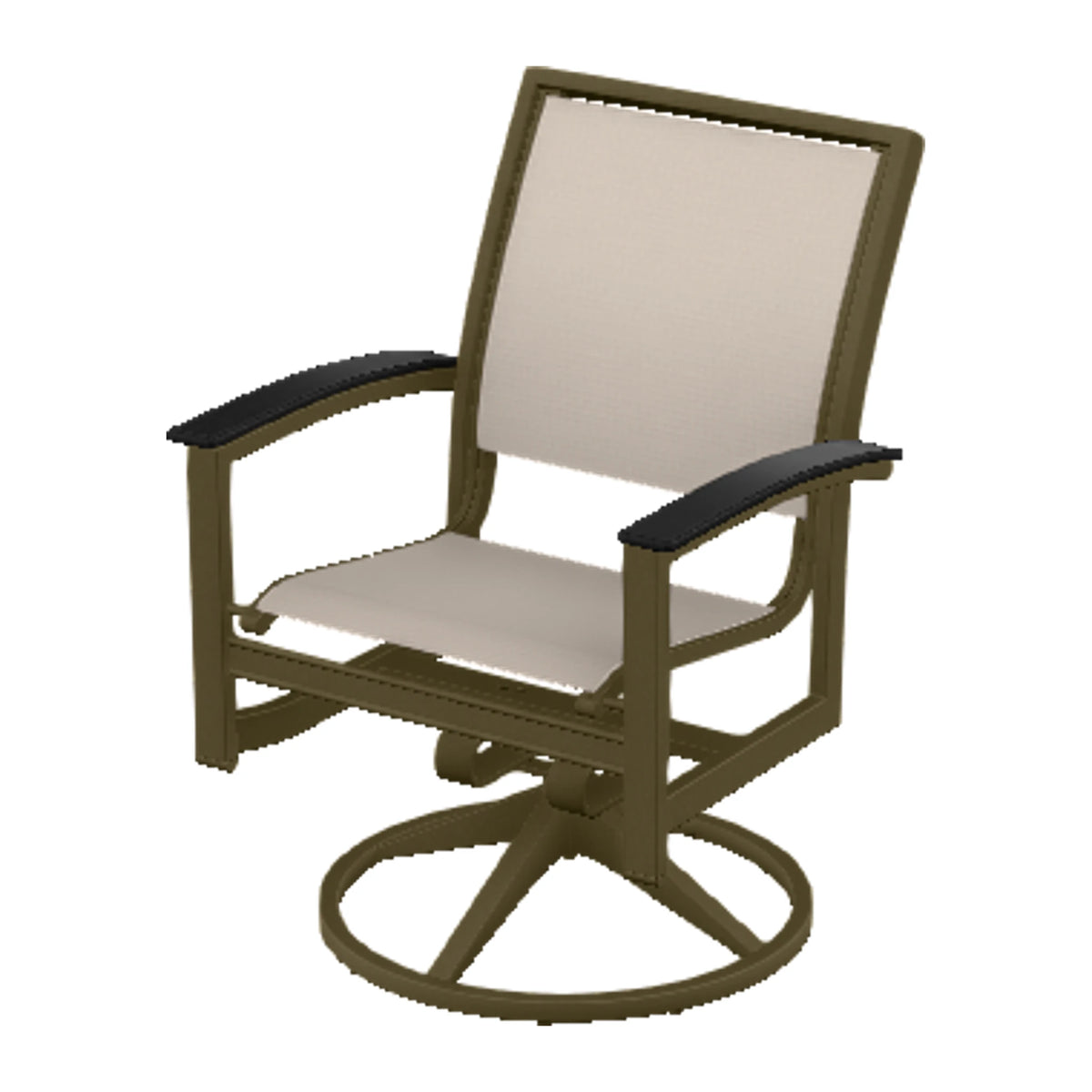 Bazza Sling Swivel Rocker Dining Chair — Beachwood PC / Black Accents