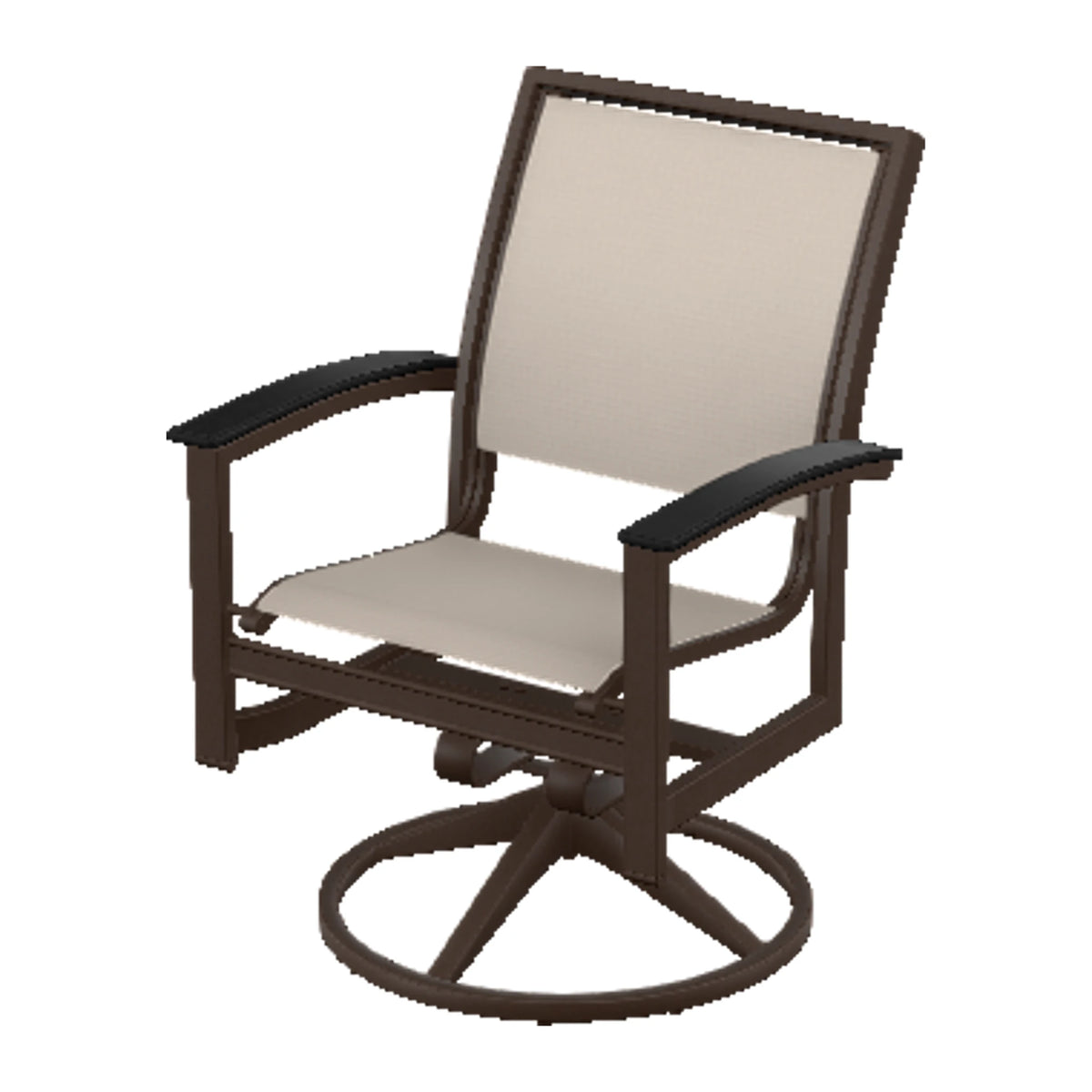 Bazza Sling Swivel Rocker Dining Chair — Kona PC / Black Accents