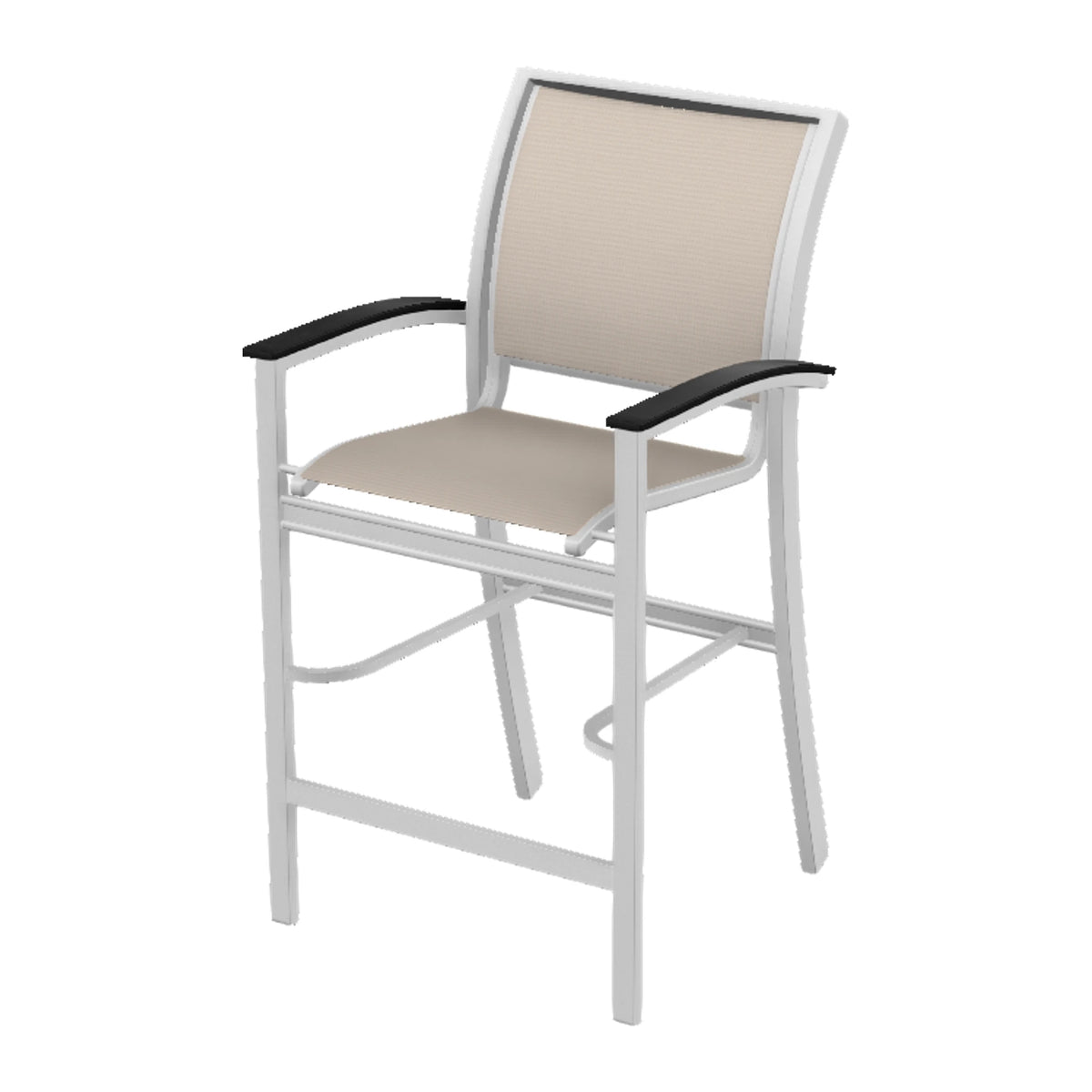 Bazza Sling Bar Chair — White Txt PC / Black Accents