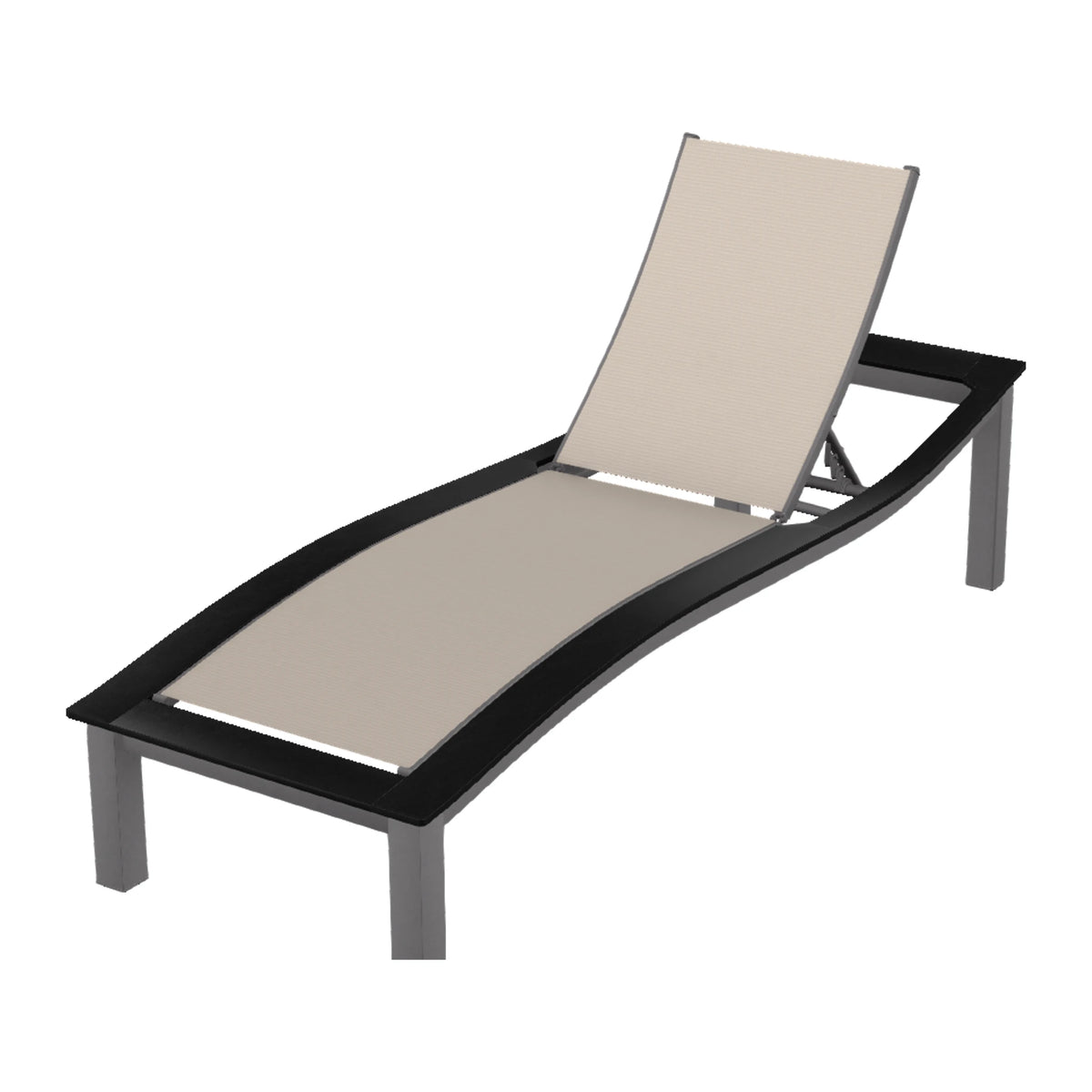 Bazza Sling Armless Chaise — Graphite Txt PC / Black Accents