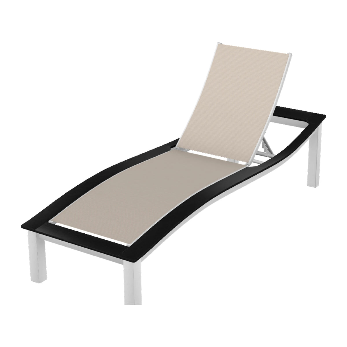 Bazza Sling Armless Chaise — White Txt PC / Black Accents