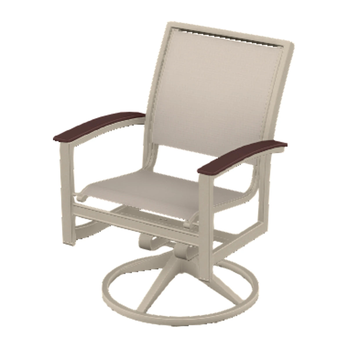 Bazza Sling Swivel Rocker Dining Chair — Desert Sand PC / Cranberry Accents