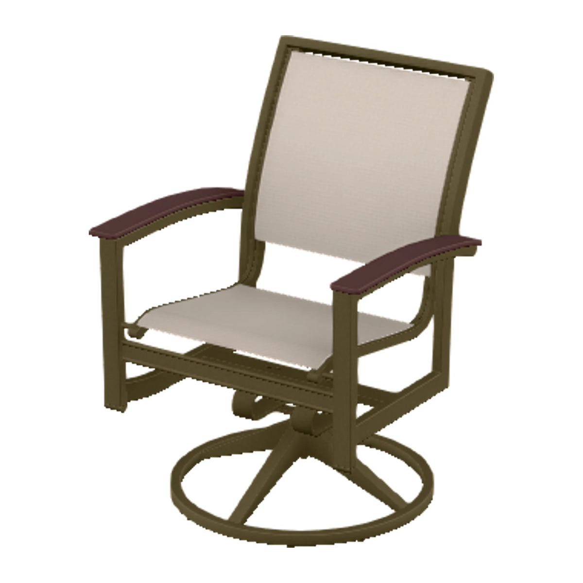 Bazza Sling Swivel Rocker Dining Chair — Beachwood PC / Cranberry Accents