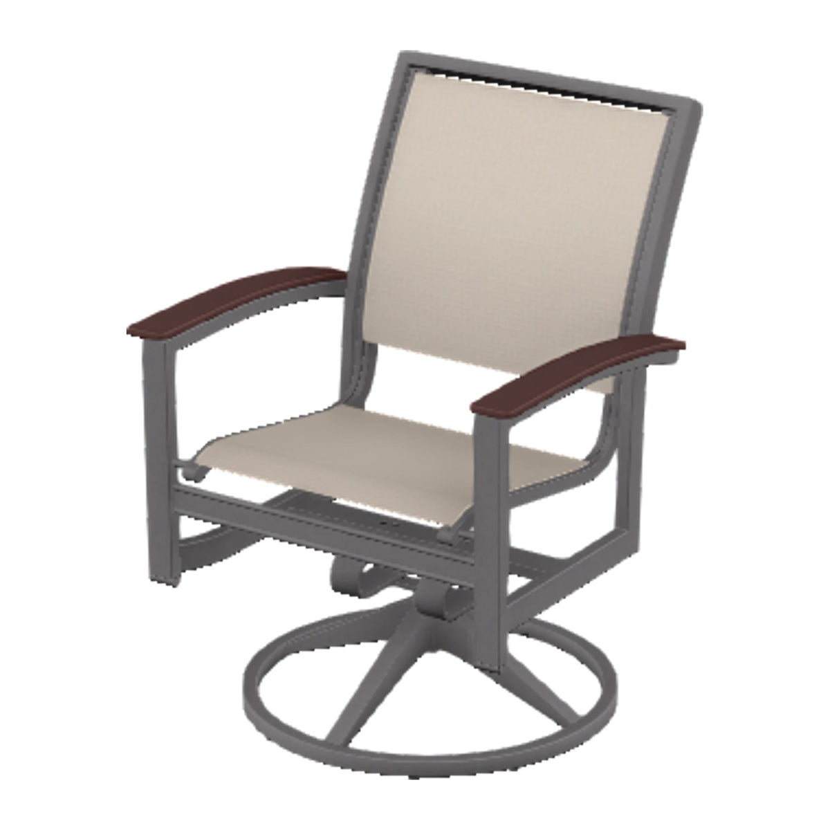 Bazza Sling Swivel Rocker Dining Chair — Graphite Txt PC / Cranberry Accents