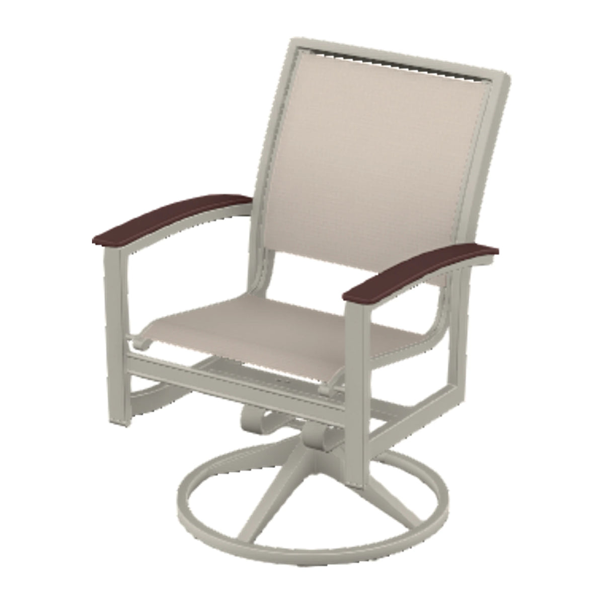 Bazza Sling Swivel Rocker Dining Chair — Warm Grey PC / Cranberry Accents