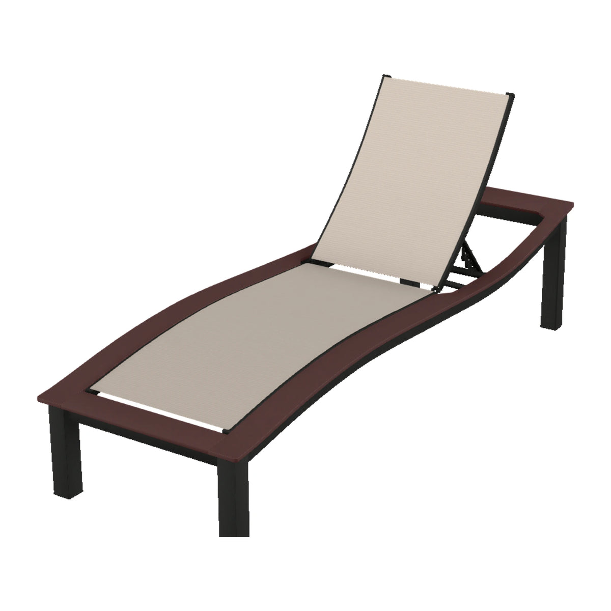 Bazza Sling Armless Chaise — Black PC / Cranberry Accents