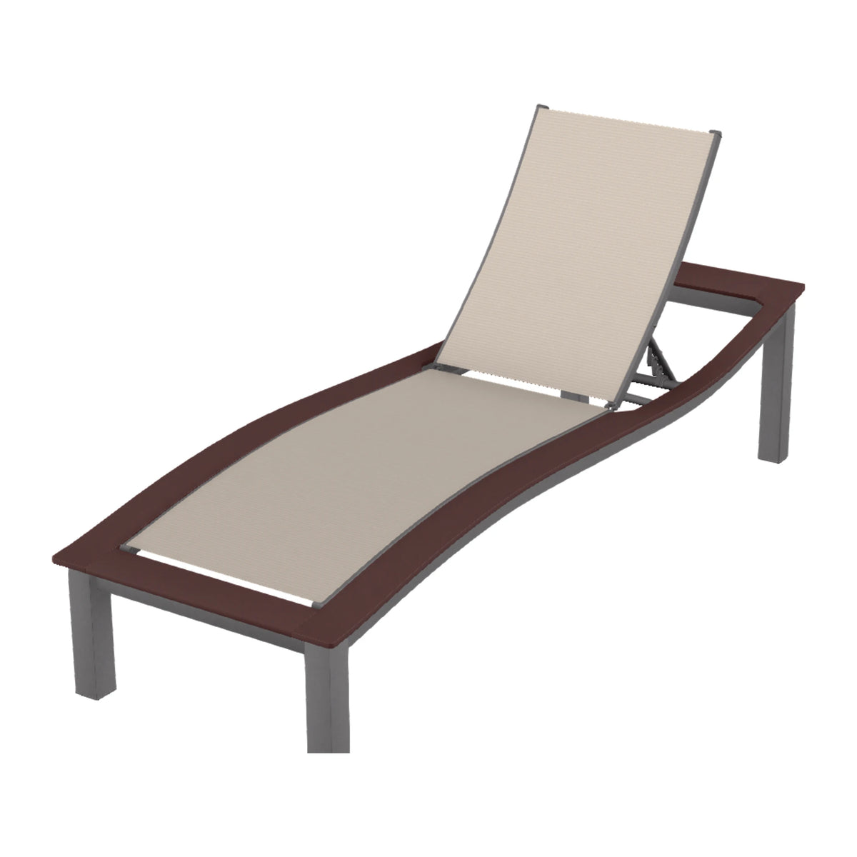 Bazza Sling Armless Chaise — Graphite Txt PC / Cranberry Accents