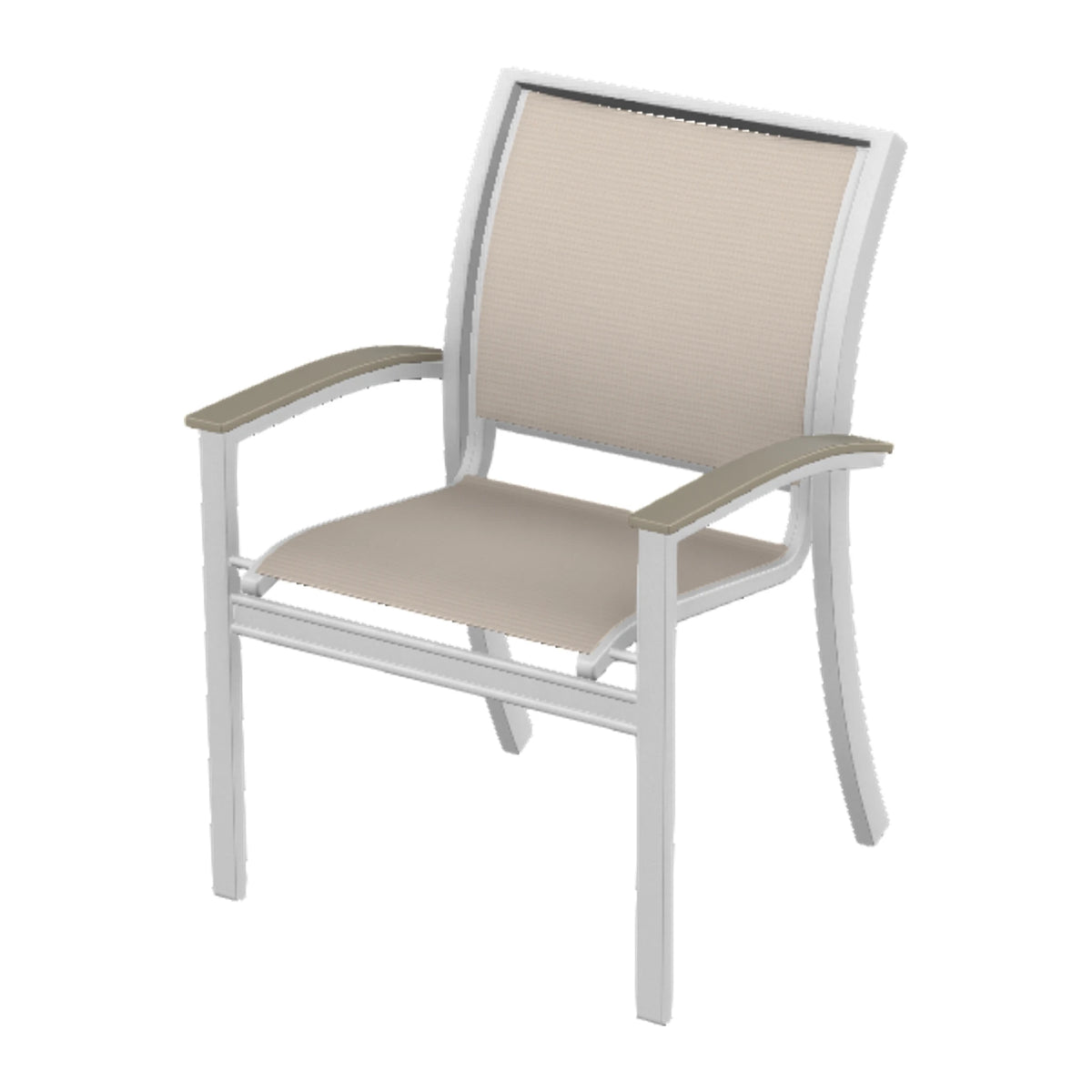 Bazza Sling Stacking Dining Chair — White Txt PC / Storm Accents