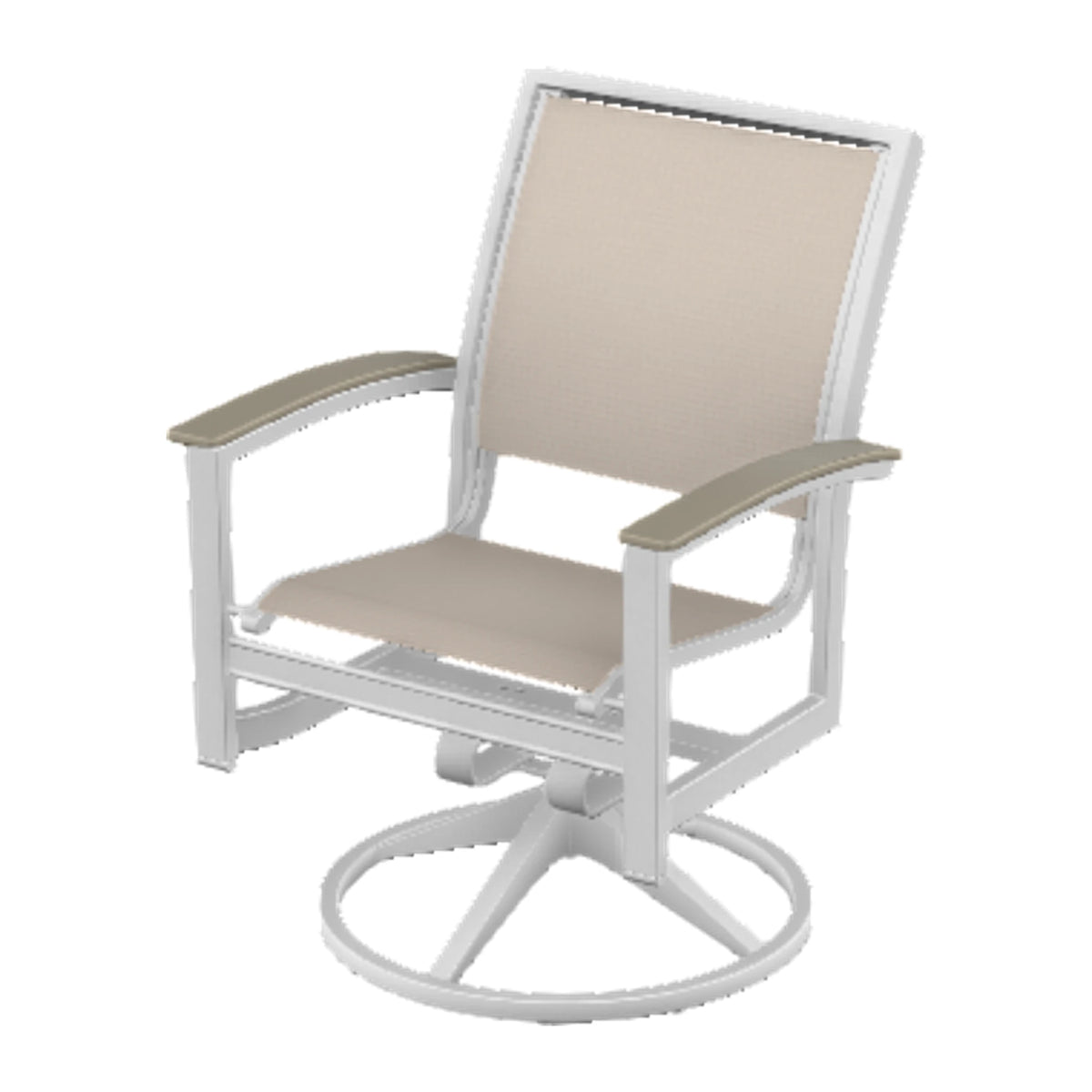 Bazza Sling Swivel Rocker Dining Chair — White Txt PC / Storm Accents