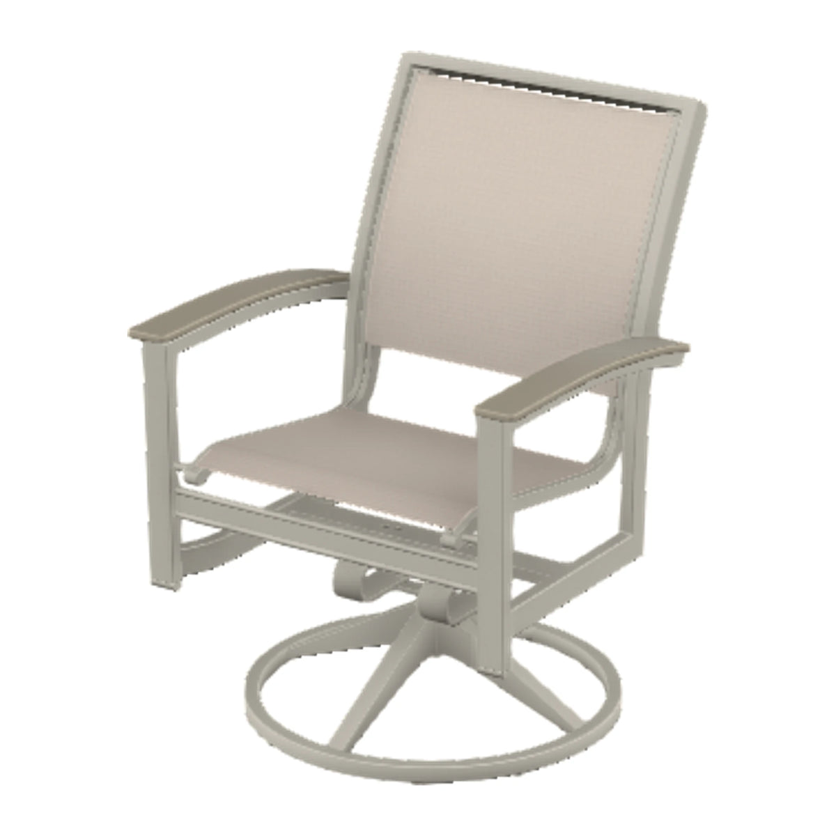Bazza Sling Swivel Rocker Dining Chair — Warm Grey PC / Storm Accents