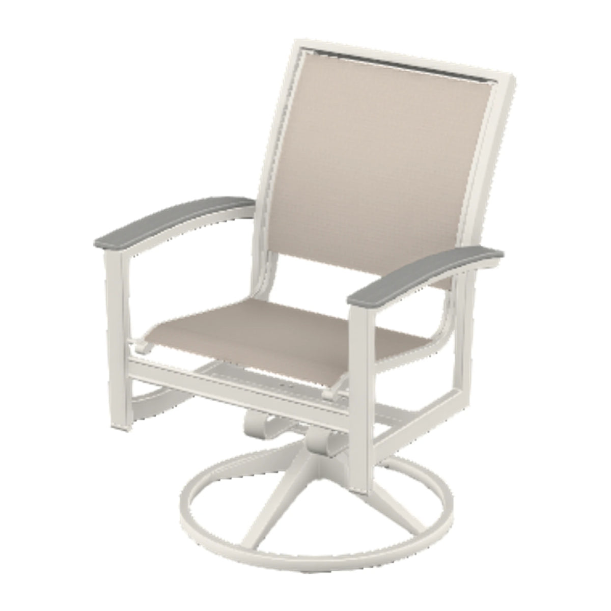 Bazza Sling Swivel Rocker Dining Chair — Snow PC / Cape Grey Accents
