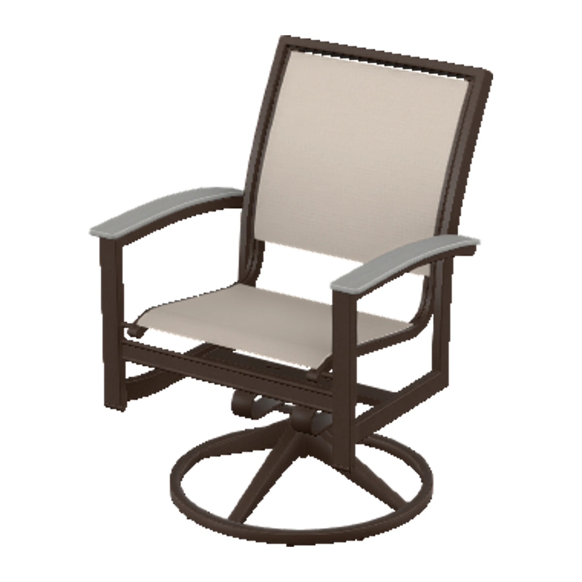 Bazza Sling Swivel Rocker Dining Chair — Kona PC / Cape Grey Accents
