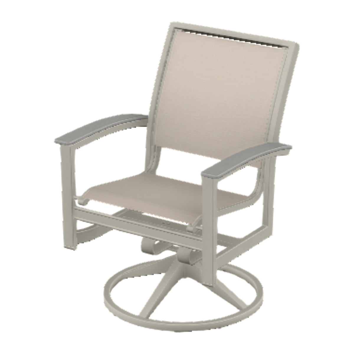Bazza Sling Swivel Rocker Dining Chair — Warm Grey PC / Cape Grey Accents