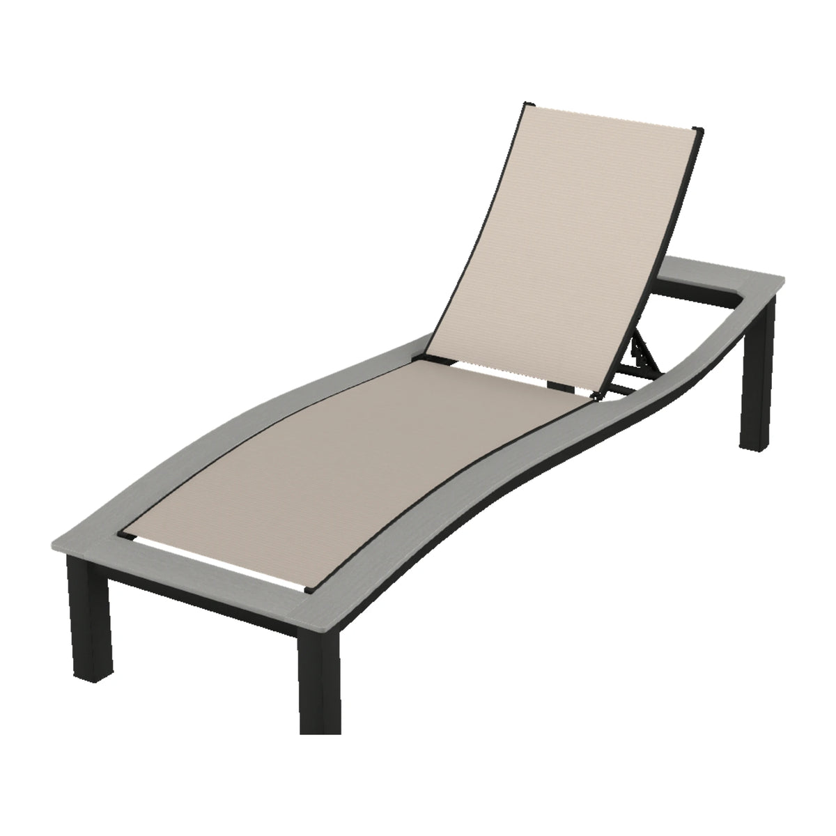Bazza Sling Armless Chaise — Black PC / Cape Grey Accents