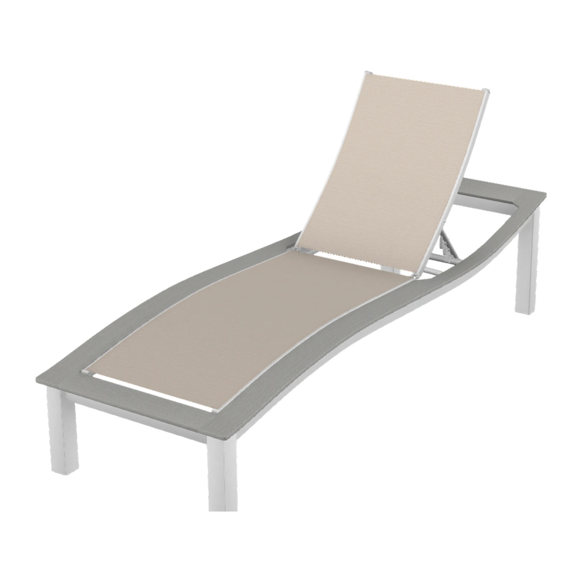 Bazza Sling Armless Chaise — White Txt PC / Cape Grey Accents