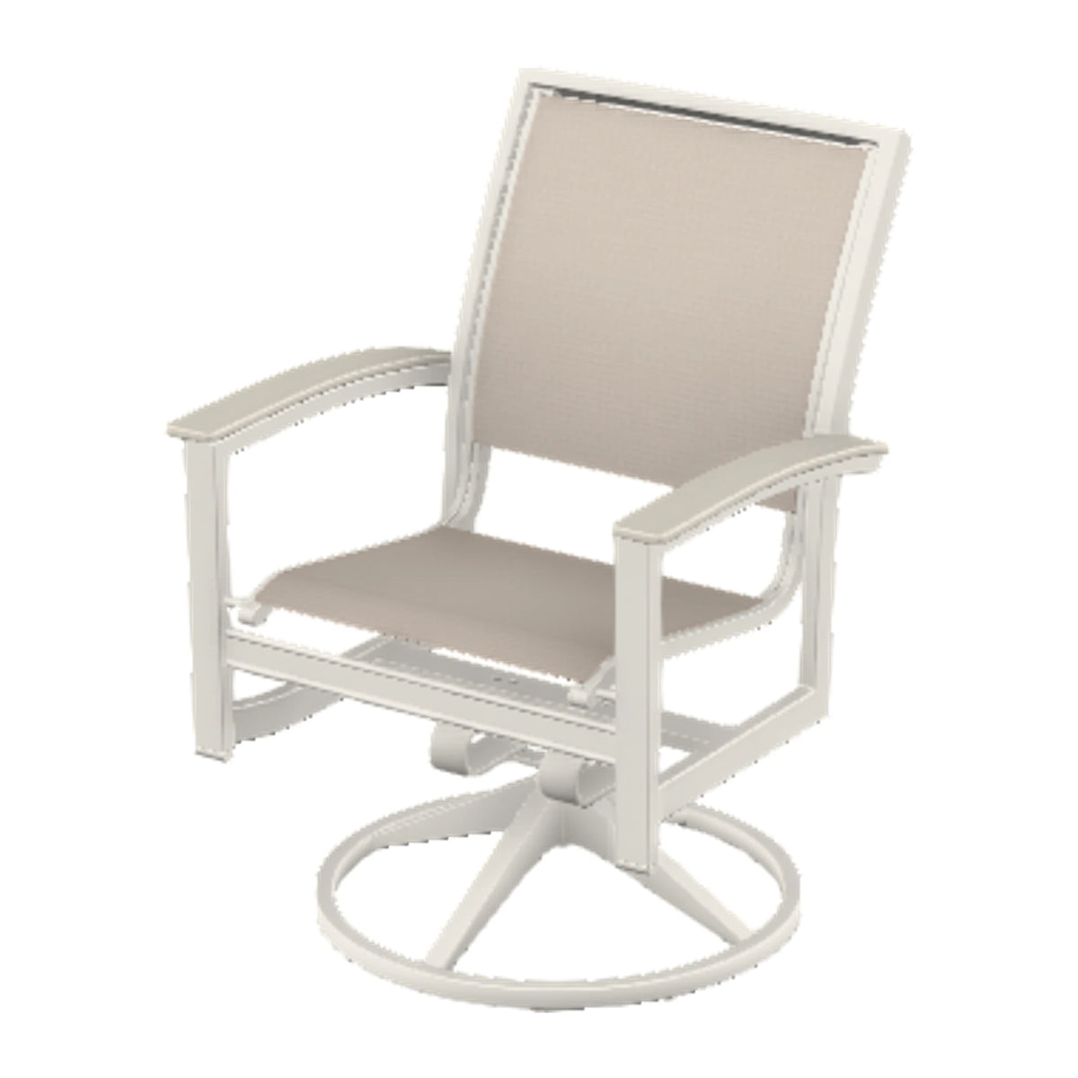Bazza Sling Swivel Rocker Dining Chair — Snow PC / Laguna Accents