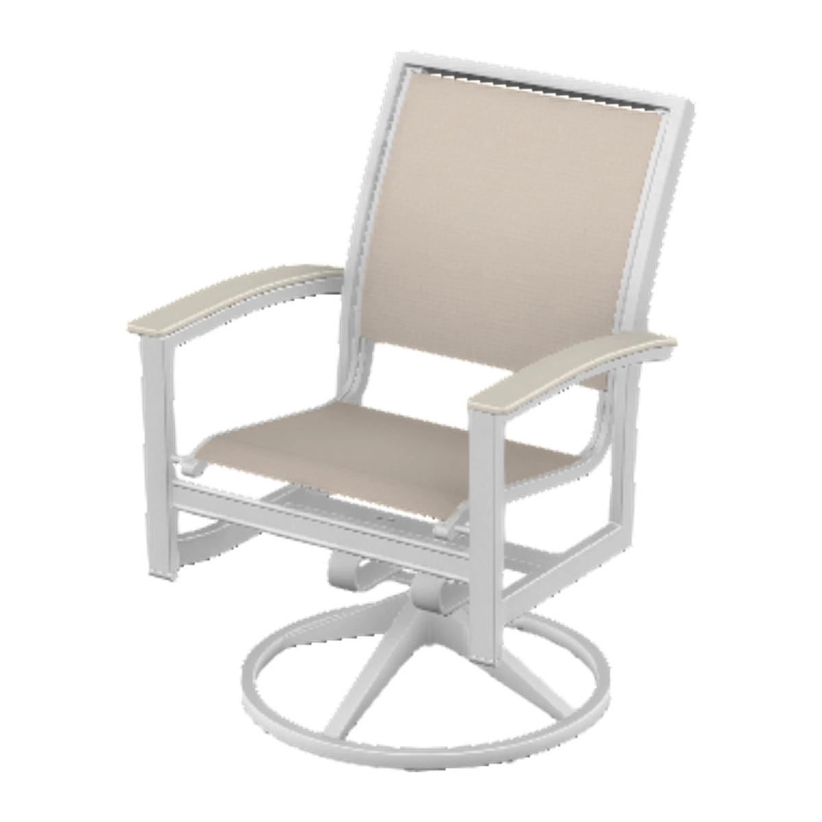 Bazza Sling Swivel Rocker Dining Chair — White Txt PC / Laguna Accents