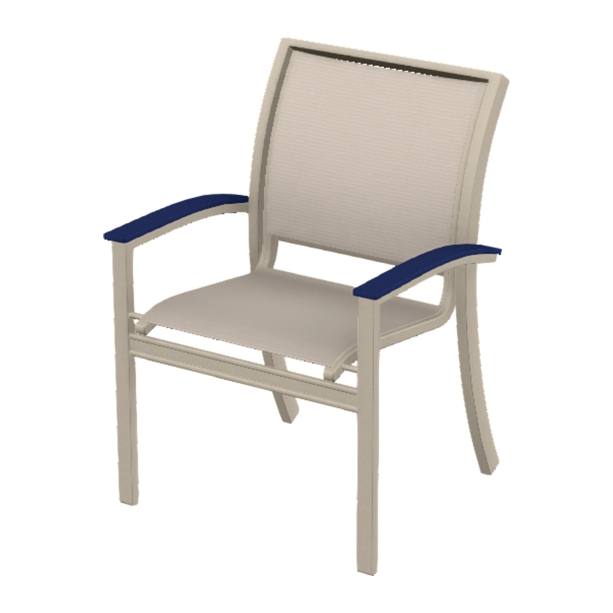 Bazza Sling Stacking Dining Chair — Desert Sand PC / Navy Accents