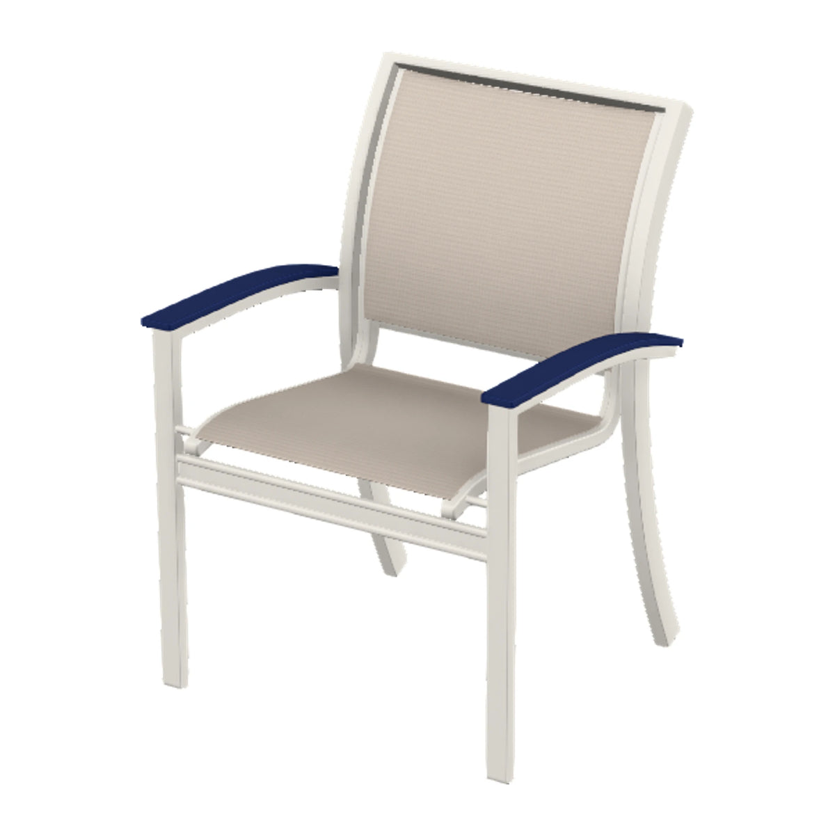 Bazza Sling Stacking Dining Chair — Snow PC / Navy Accents