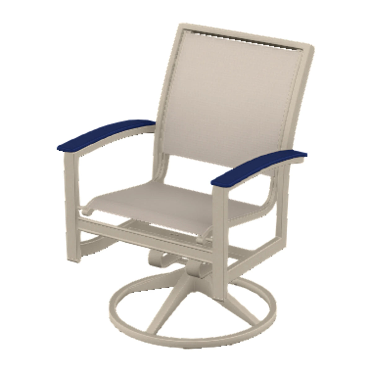 Bazza Sling Swivel Rocker Dining Chair — Desert Sand PC / Navy Accents