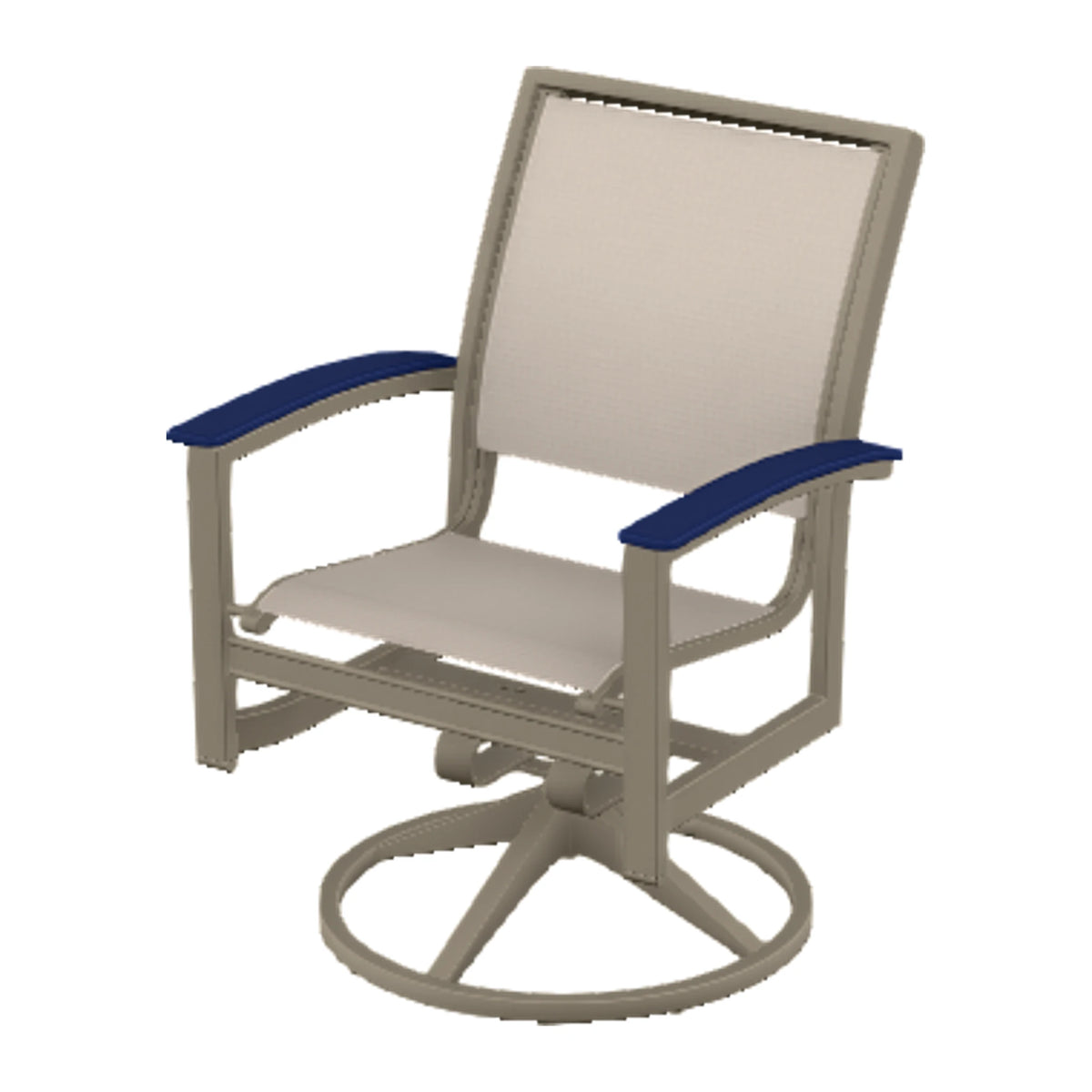 Bazza Sling Swivel Rocker Dining Chair — Storm PC / Navy Accents