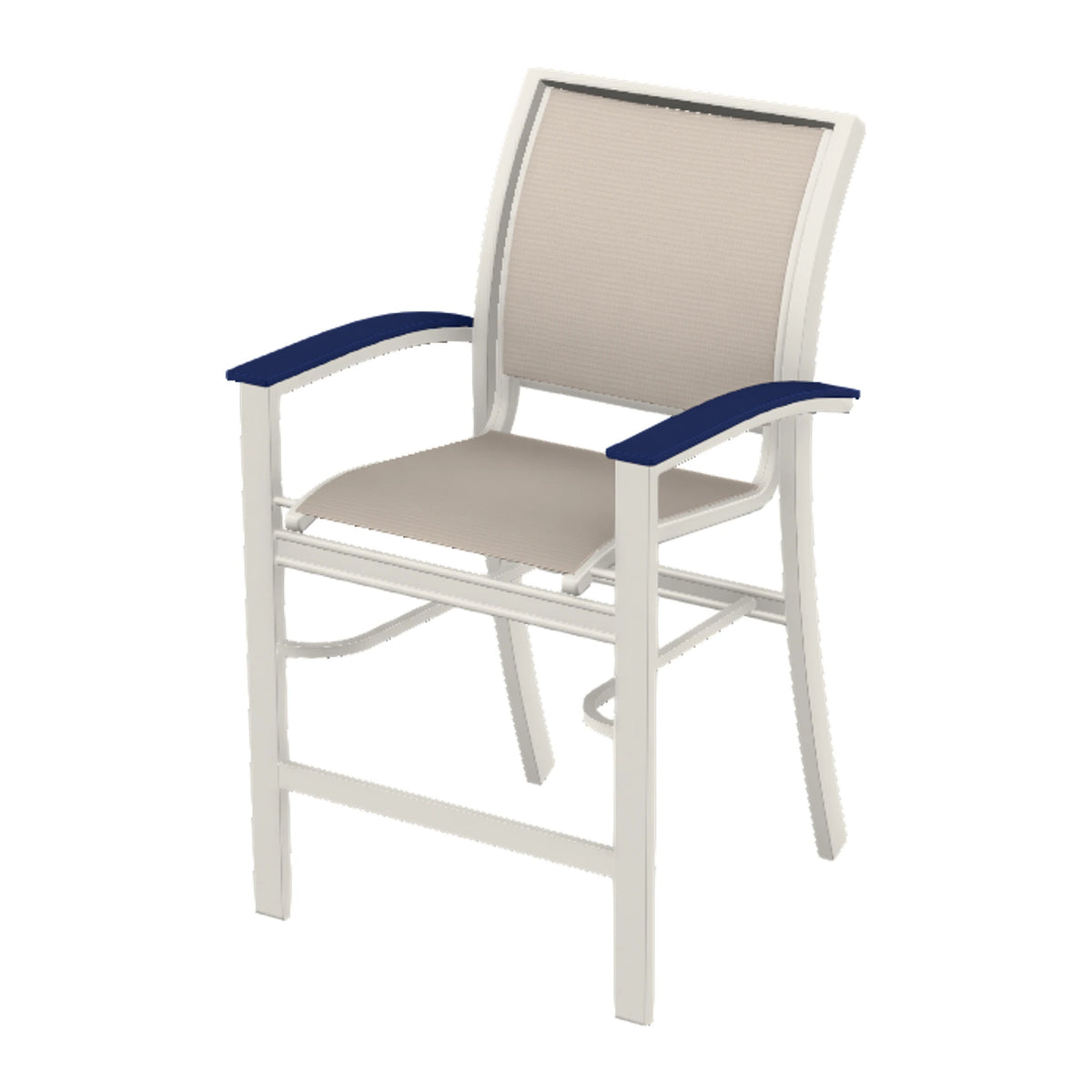 Bazza Sling Balcony Chair — Snow PC / Navy Accents