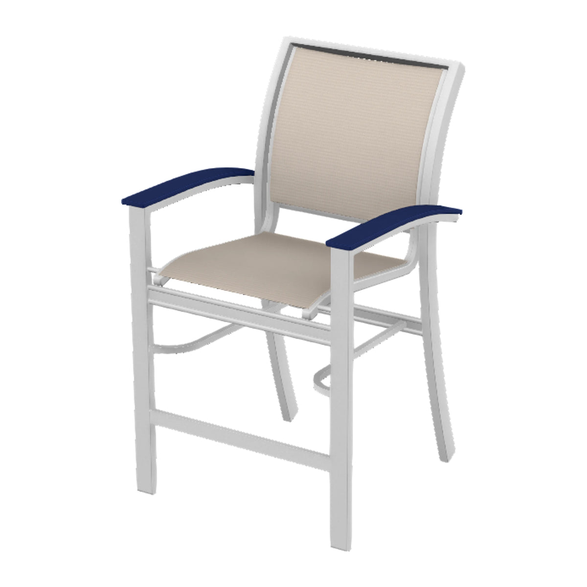 Bazza Sling Balcony Chair — White Txt PC / Navy Accents