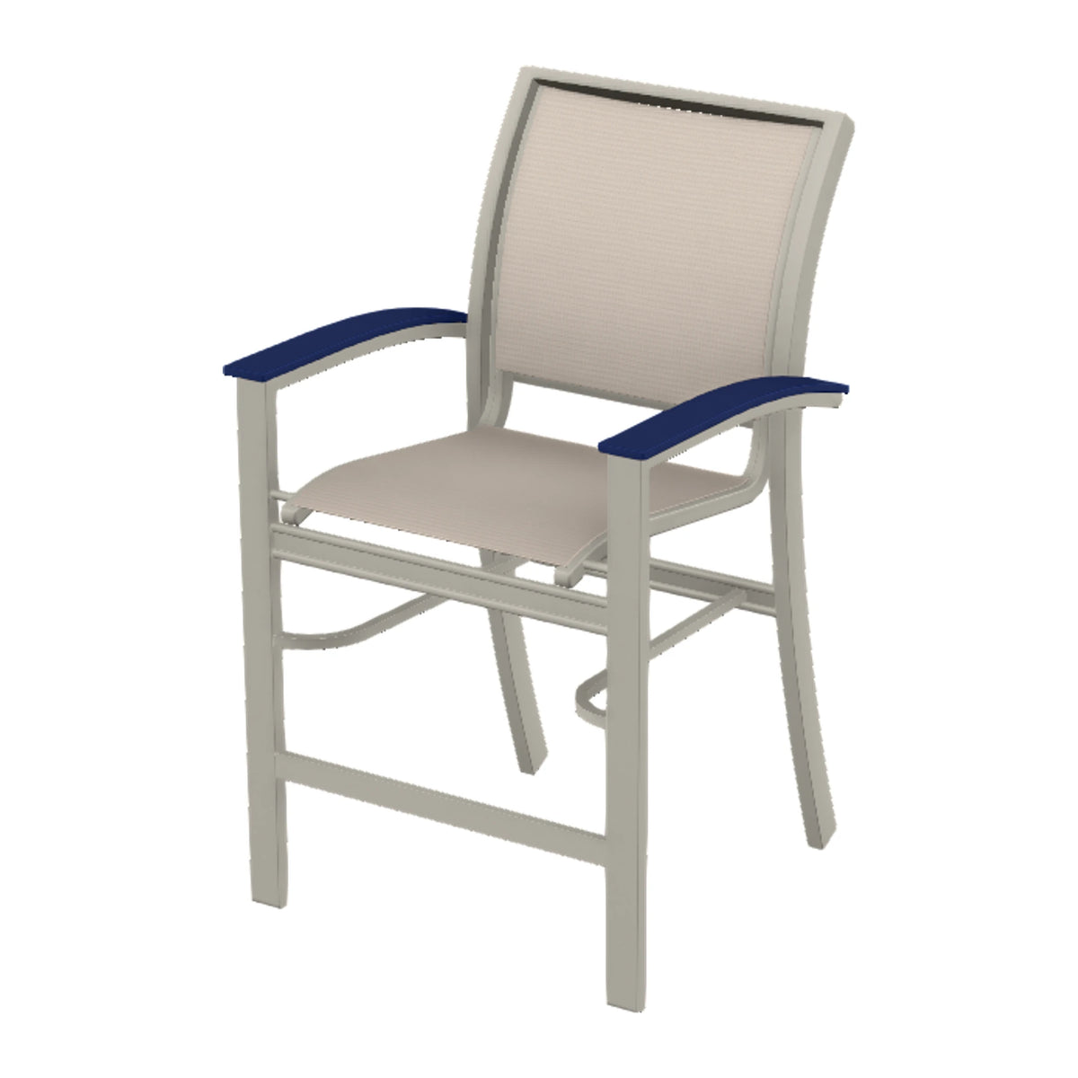 Bazza Sling Balcony Chair — Warm Grey PC / Navy Accents