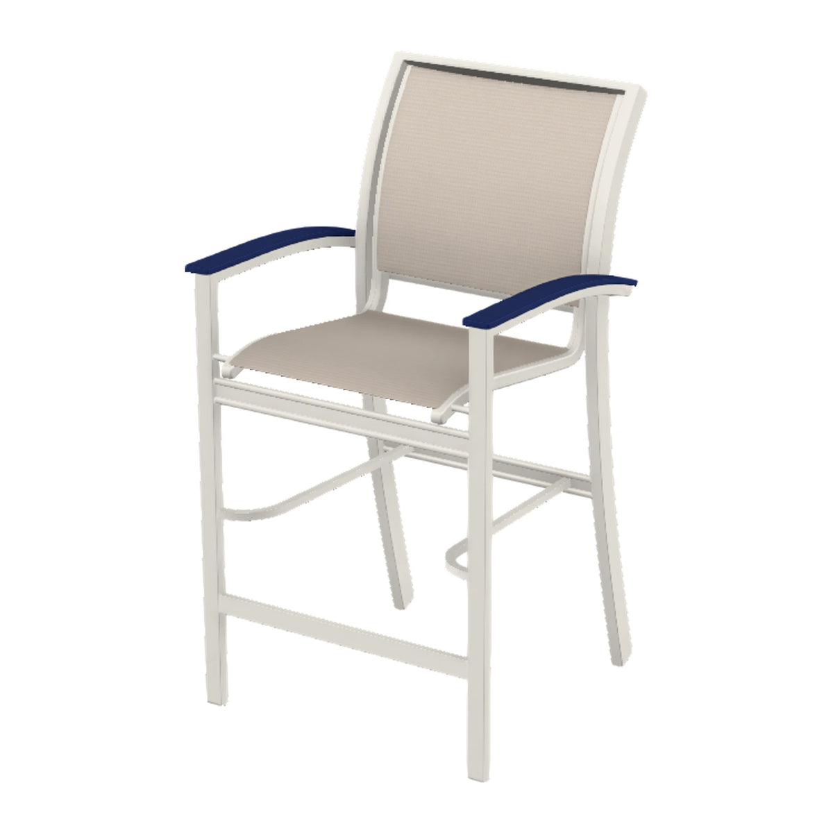 Bazza Sling Bar Chair — Snow PC / Navy Accents