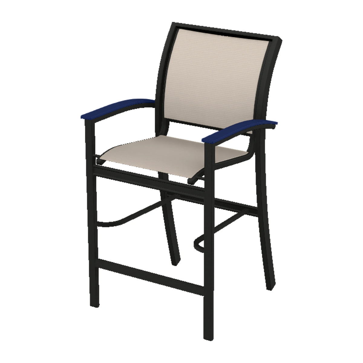 Bazza Sling Bar Chair — Black PC / Navy Accents