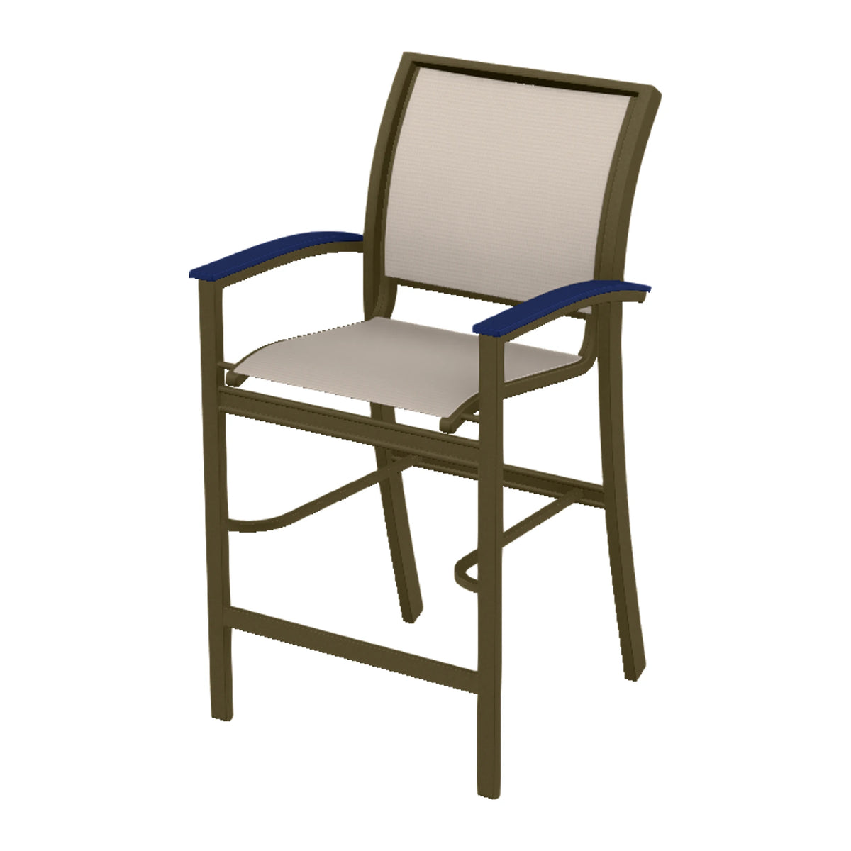 Bazza Sling Bar Chair — Beachwood PC / Navy Accents