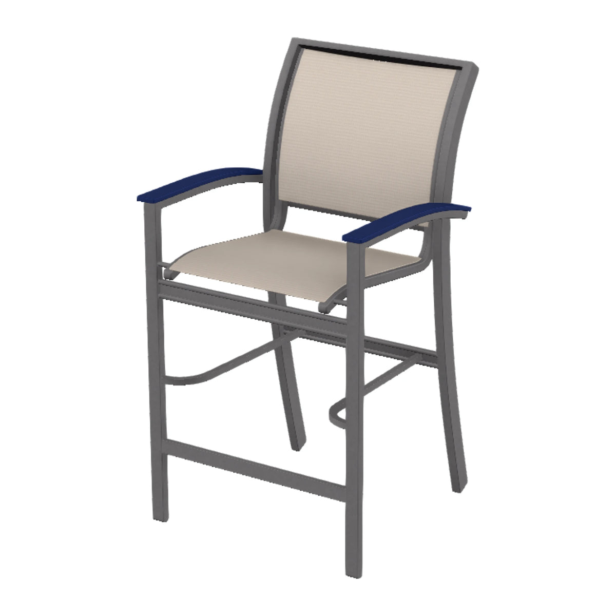 Bazza Sling Bar Chair — Graphite Txt PC / Navy Accents