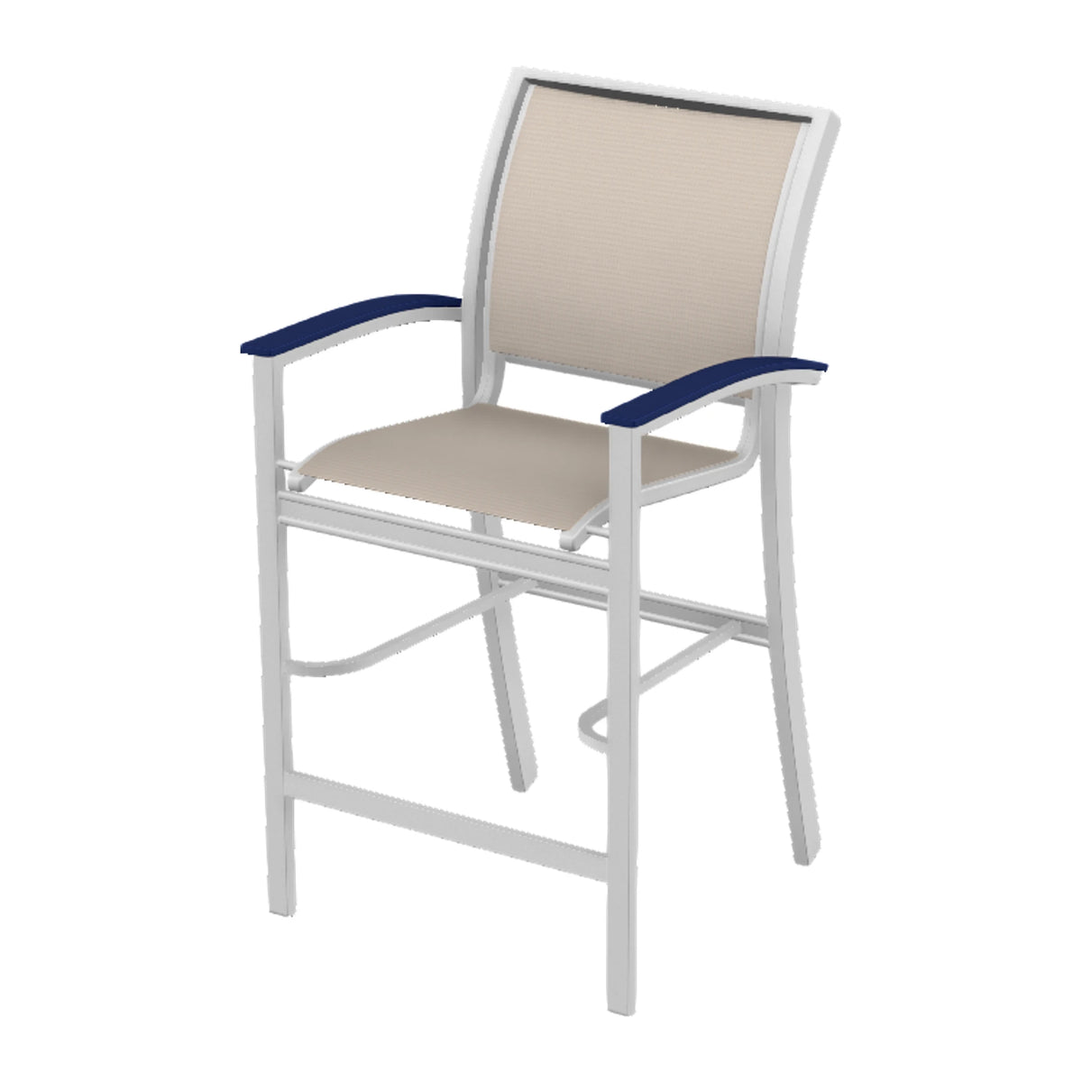 Bazza Sling Bar Chair — White Txt PC / Navy Accents